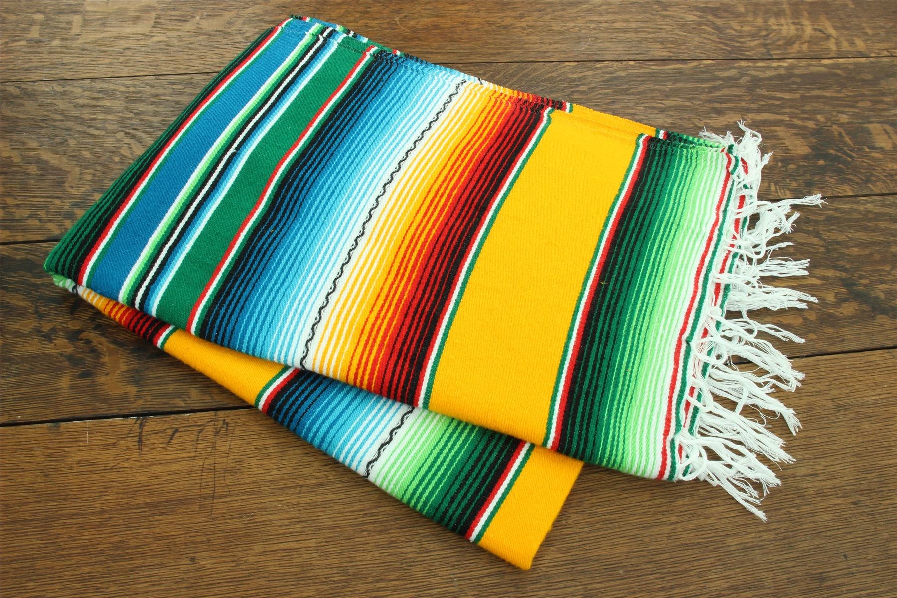 Handwoven Mexican Serape Traditional Jorongo Blanket Shawl Cloak Bright Striped - Picture 43 of 105