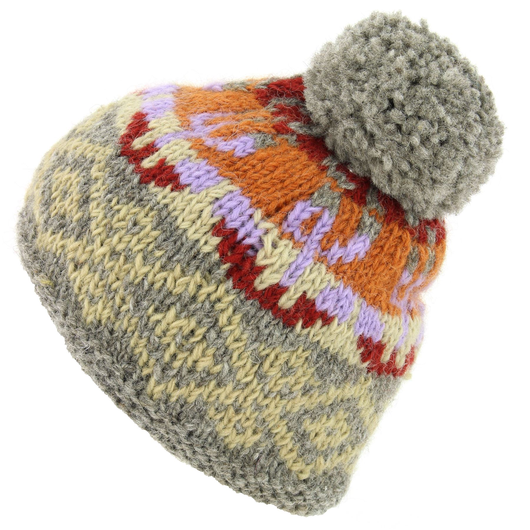 Hand Knitted Wool Beanie Bobble Hat LoudElephant Knitted Handmade Winter Lined - Picture 5 of 10