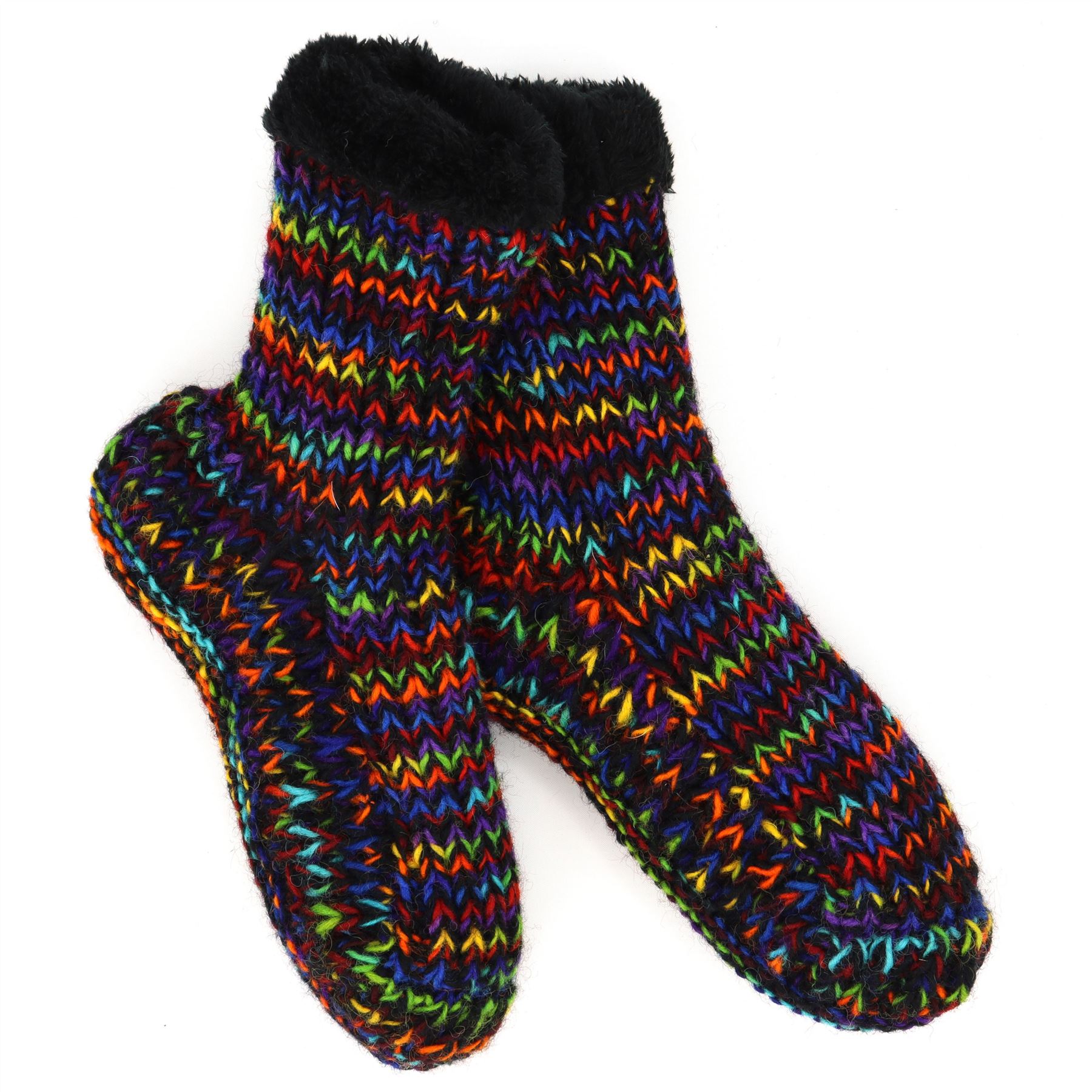 Handgestrickte Wolle Hausschuhe Socken Sherpa Futter Handarbeit warm UK 3-8 EU 36-42 - Bild 6 von 65