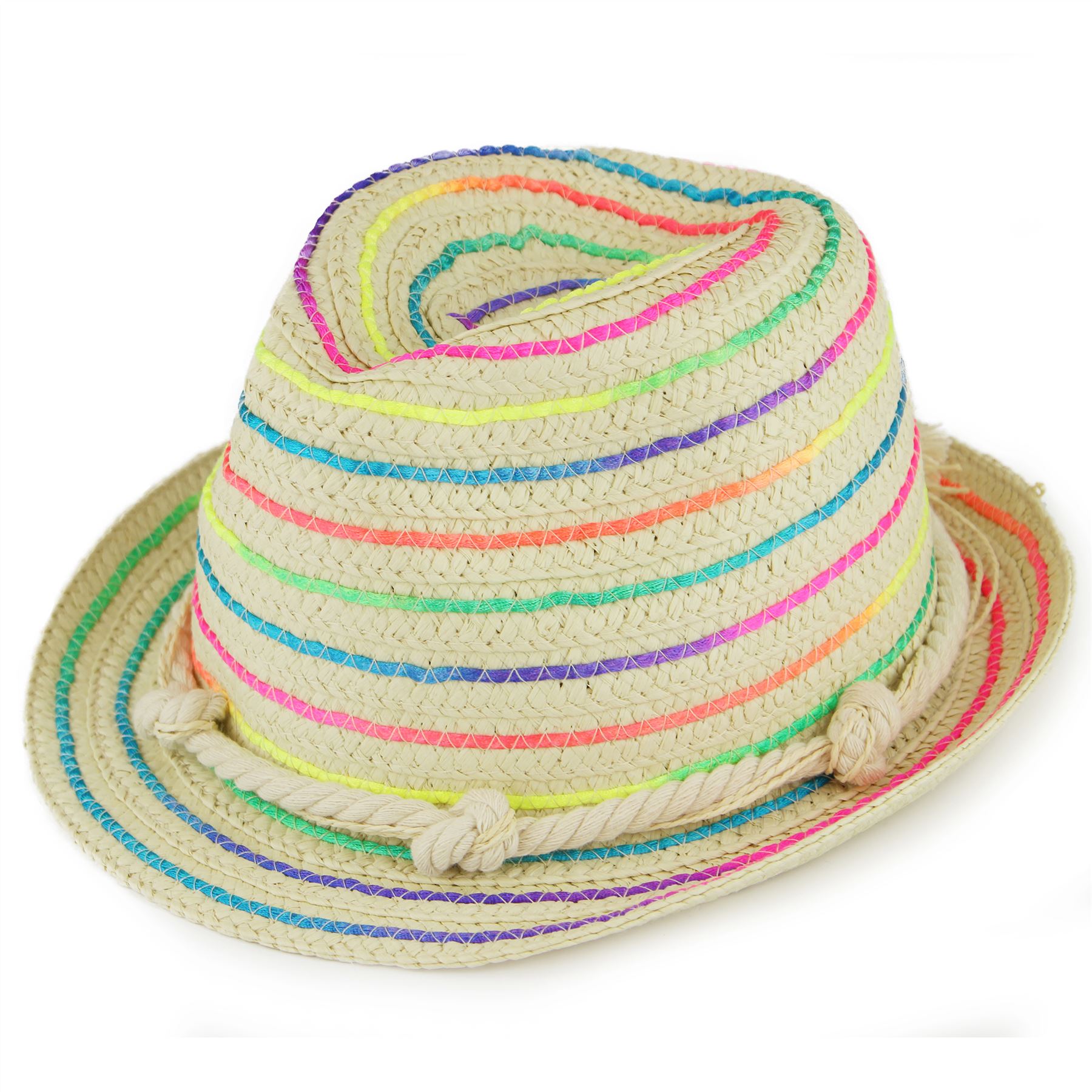 Cappello di paglia BORSALINO carta Arcobaleno Multicolore Strisce Nuovo  Estate Spiaggia brillante | eBay