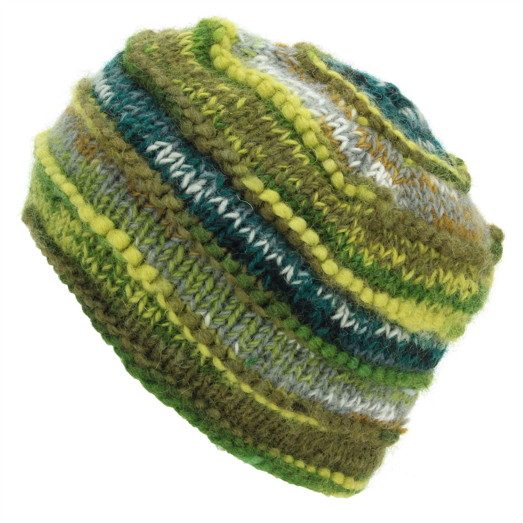 Wool Knit Beanie Hat Handmade Men Ladies Warm Winter Space Dye Ribbed - Picture 10 of 65