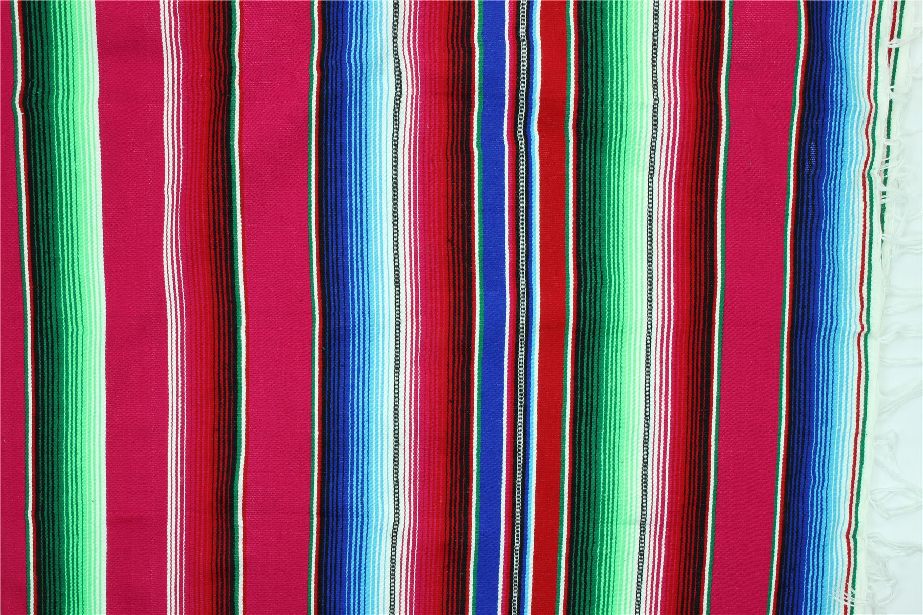Handwoven Mexican Serape Traditional Jorongo Blanket Shawl Cloak Bright Striped - Picture 79 of 105