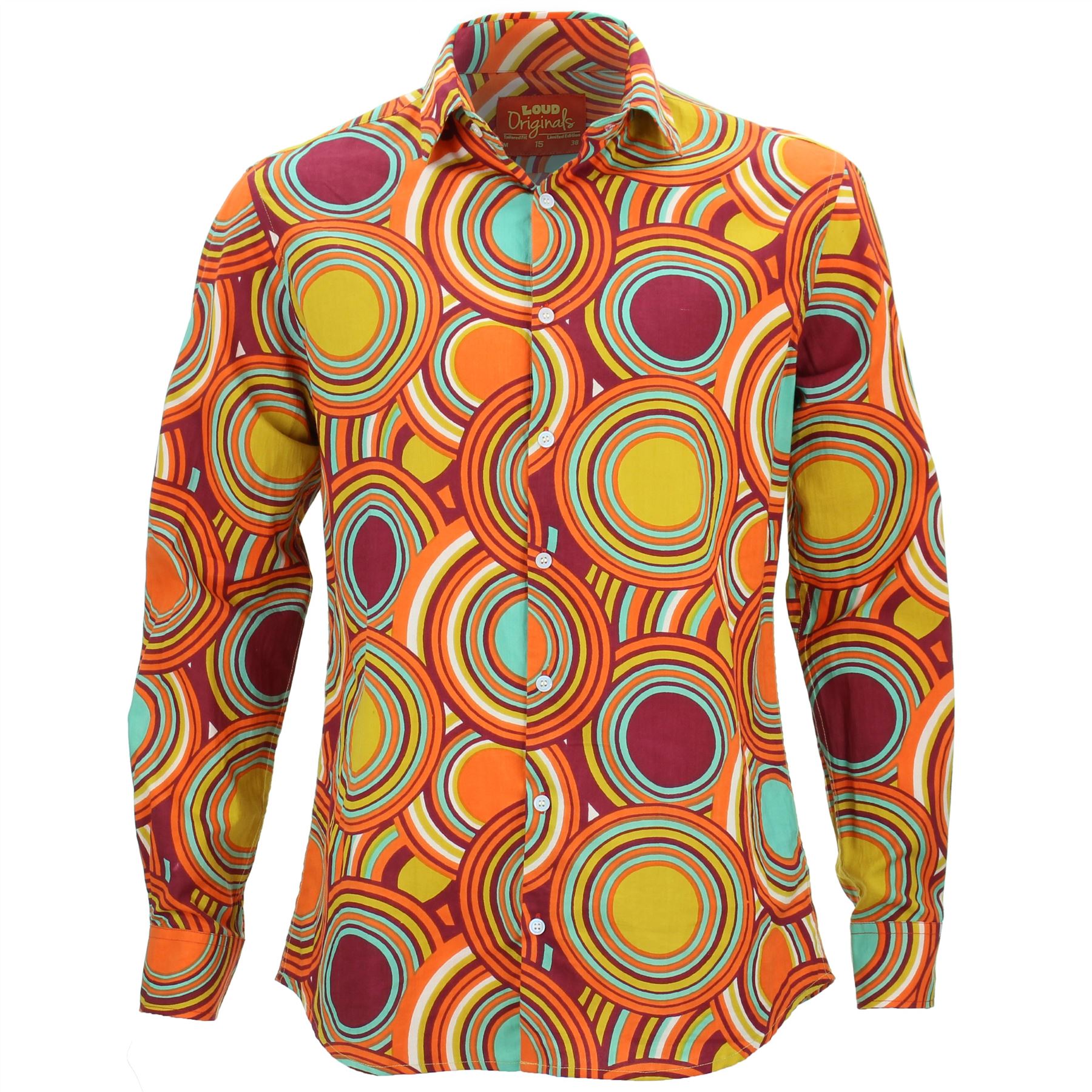 Tailored Fit Long Sleeve Shirt Loud Originals Classic Vintage Retro Print - Picture 4 of 11