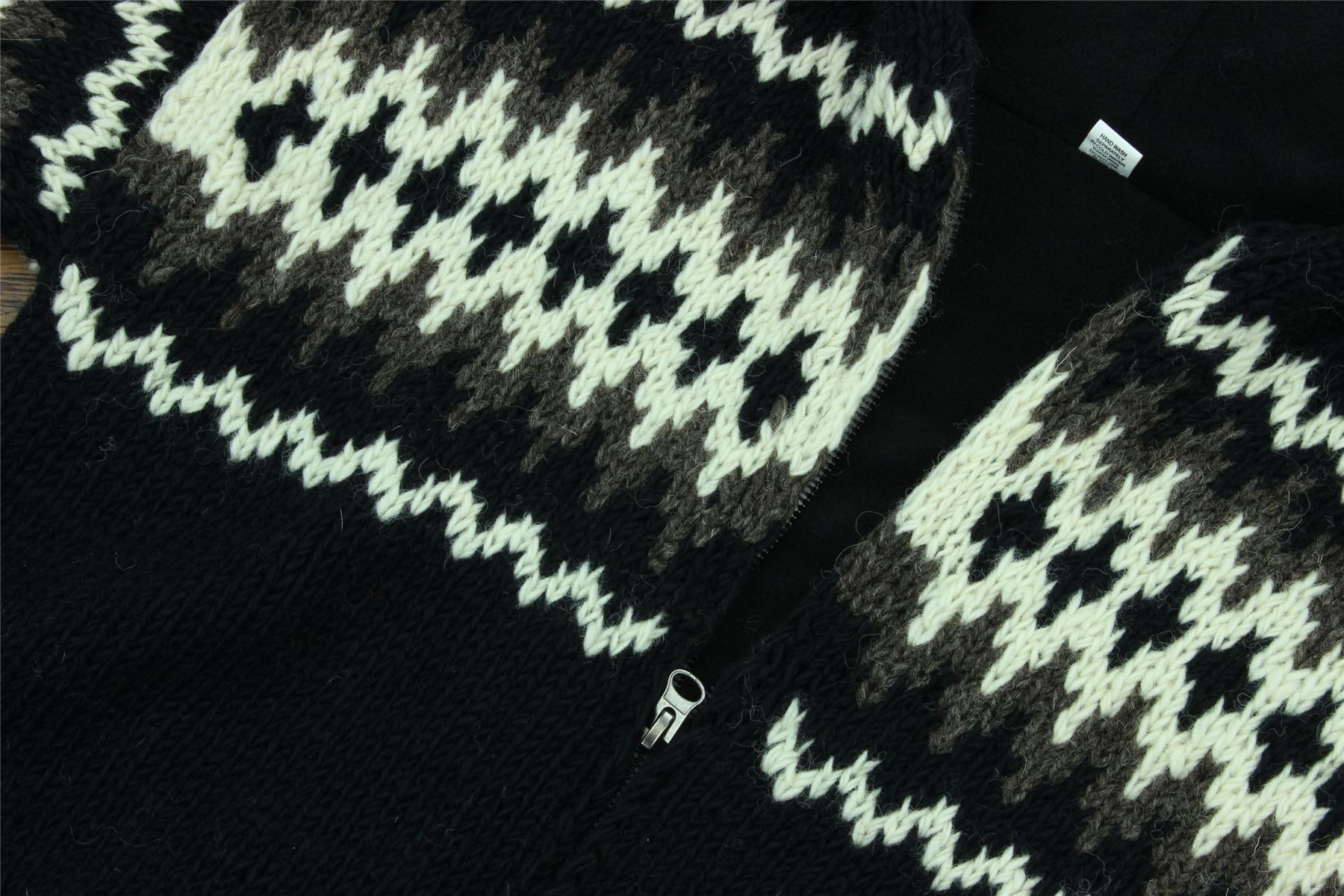 Hand Knitted Wool Hooded Jacket Cardigan Hoody Hoodie Nepal Warm Lined Ethnic - Picture 41 of 71
