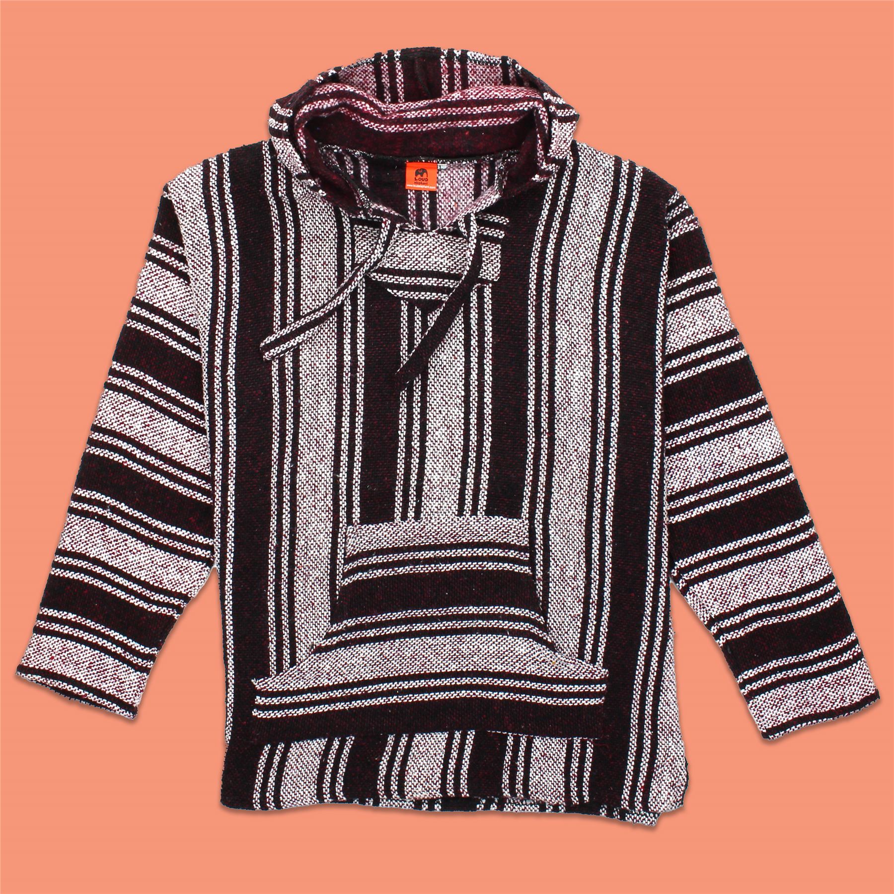 Recycled Mexican Baja Jerga Hoody Sweatshirt Jacket Hooded Warm Hippy Plus Size - Picture 89 of 189