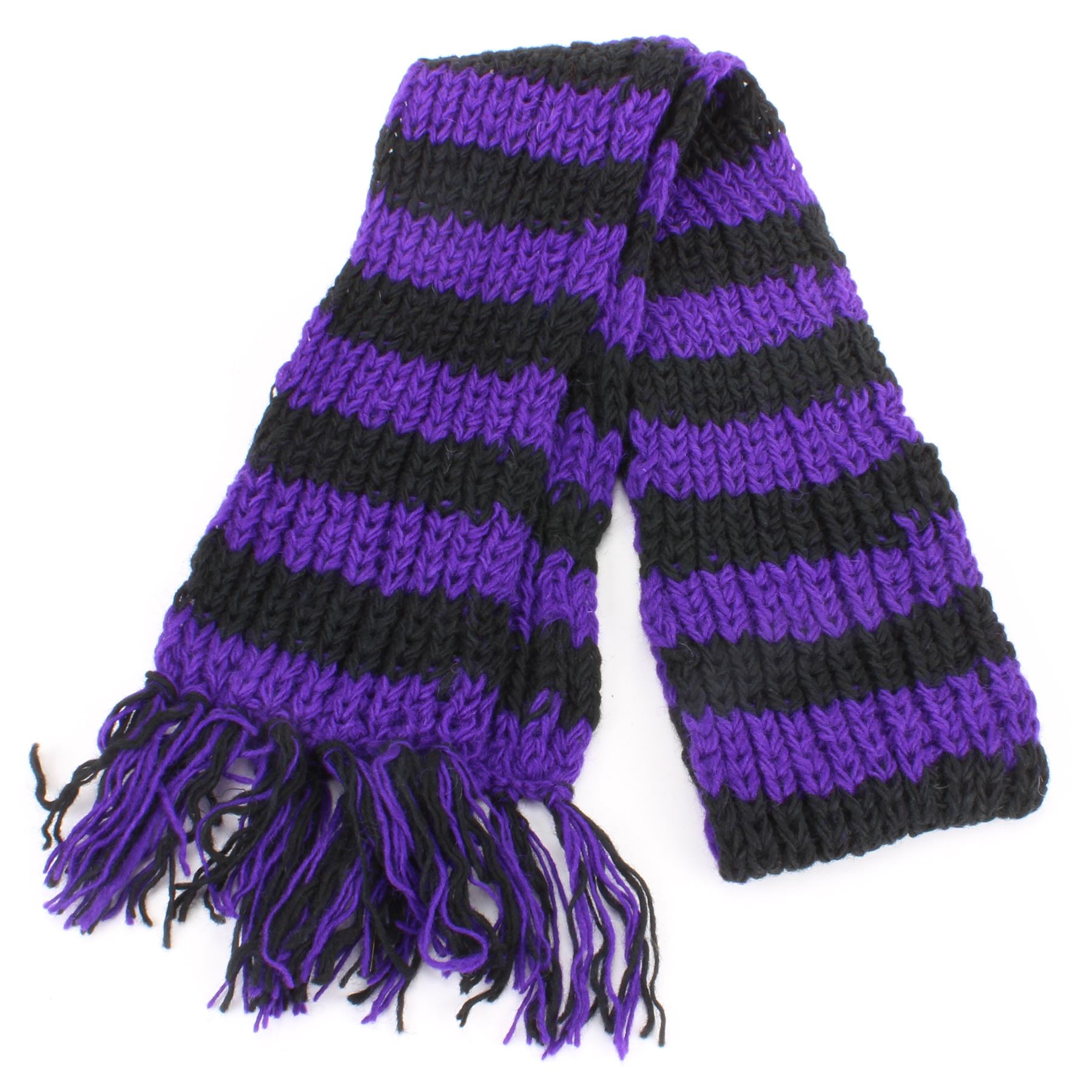 Hand Knitted Wool Scarf Woolly Warm Winter Cosy Stripe Space Dye Rainbow Pattern - Picture 95 of 97