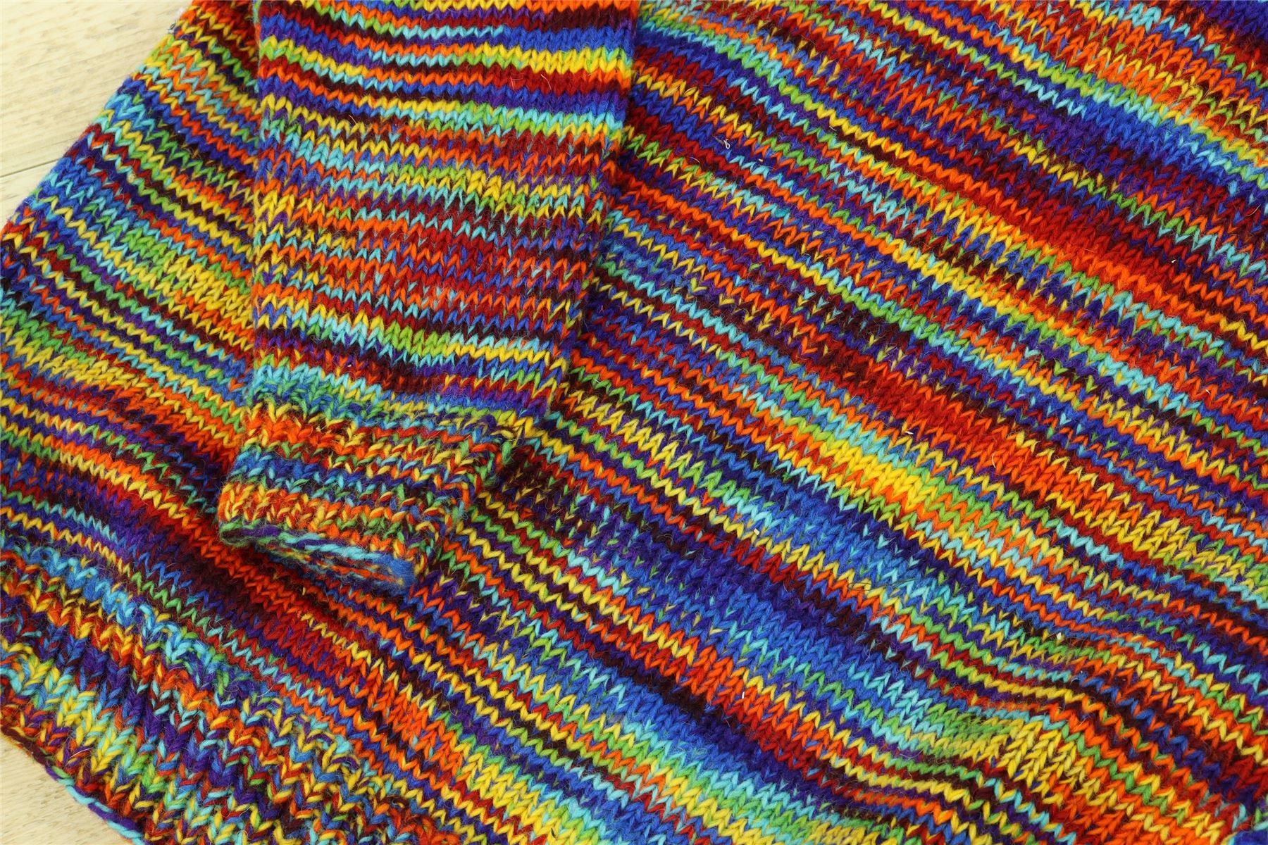 Wool Knit Jumper Sweater Pullover Fairisle Nordic Abstract Warm Nepal Loose - Picture 60 of 81