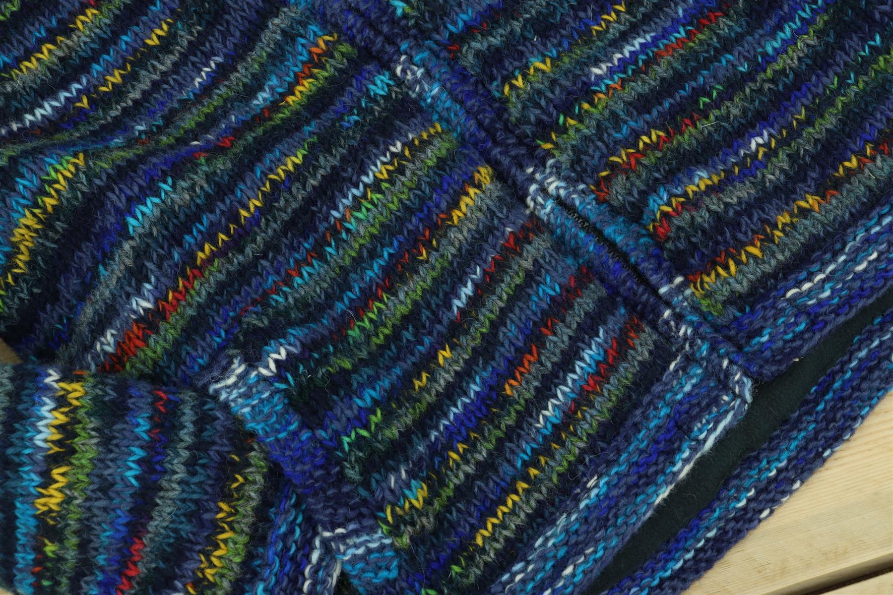 Handgestrickt Wolle Jacke mit Kapuze Strickjacke Kapuzenpullover Nepal - Bild 82 von 83