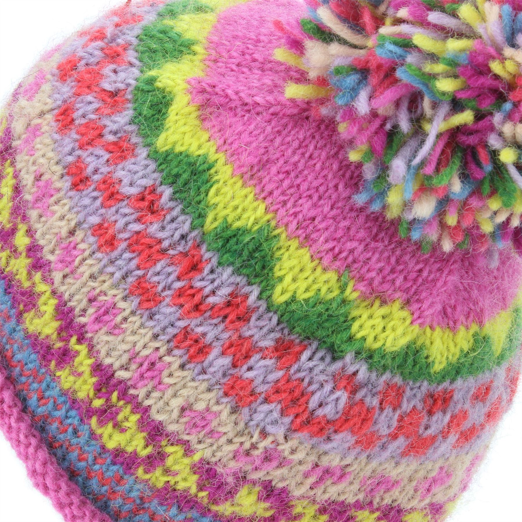 Beanie Hat Wool Cap Bobble Warm Winter Pattern Bright LoudElephant Lined Knit - Picture 13 of 16