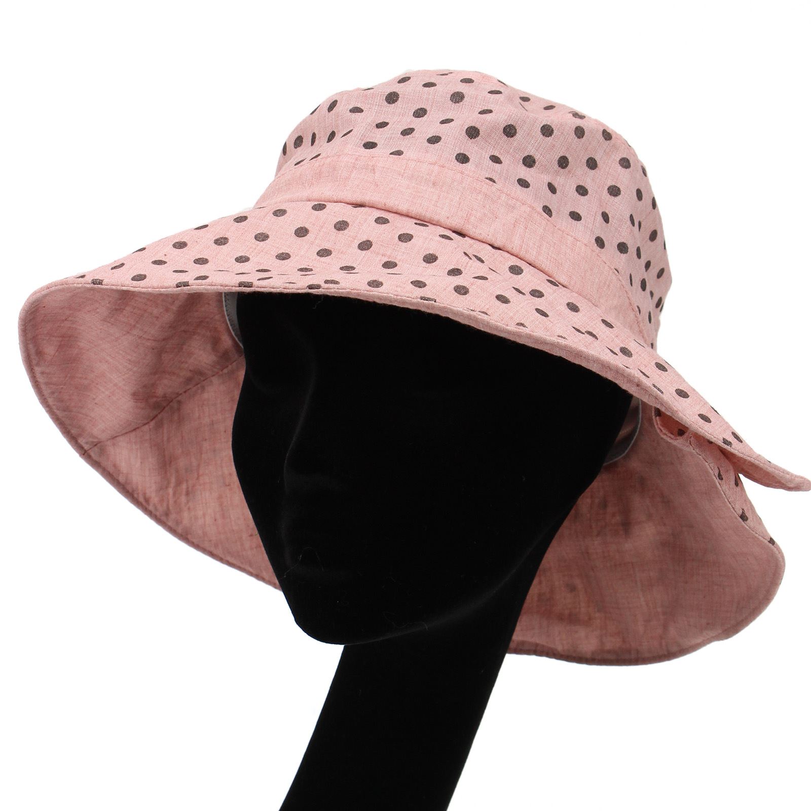 LADIES POLKA DOT HAT SHAPEABLE BRIM SPOTTY BEACH SUMMER SUN BUCKET