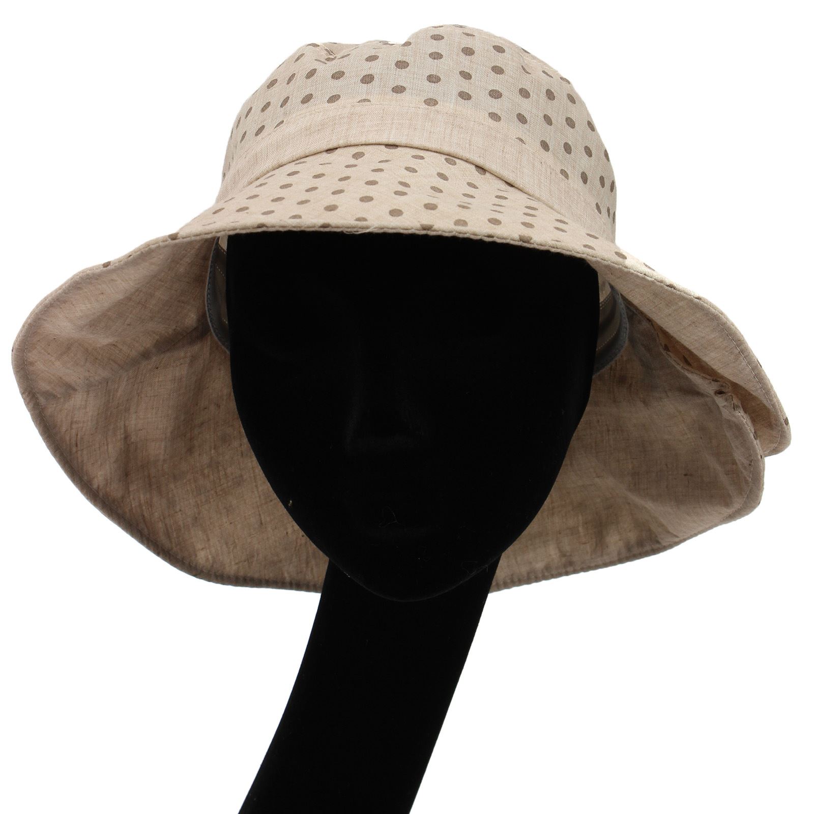 LADIES POLKA DOT HAT SHAPEABLE BRIM SPOTTY BEACH SUMMER SUN BUCKET