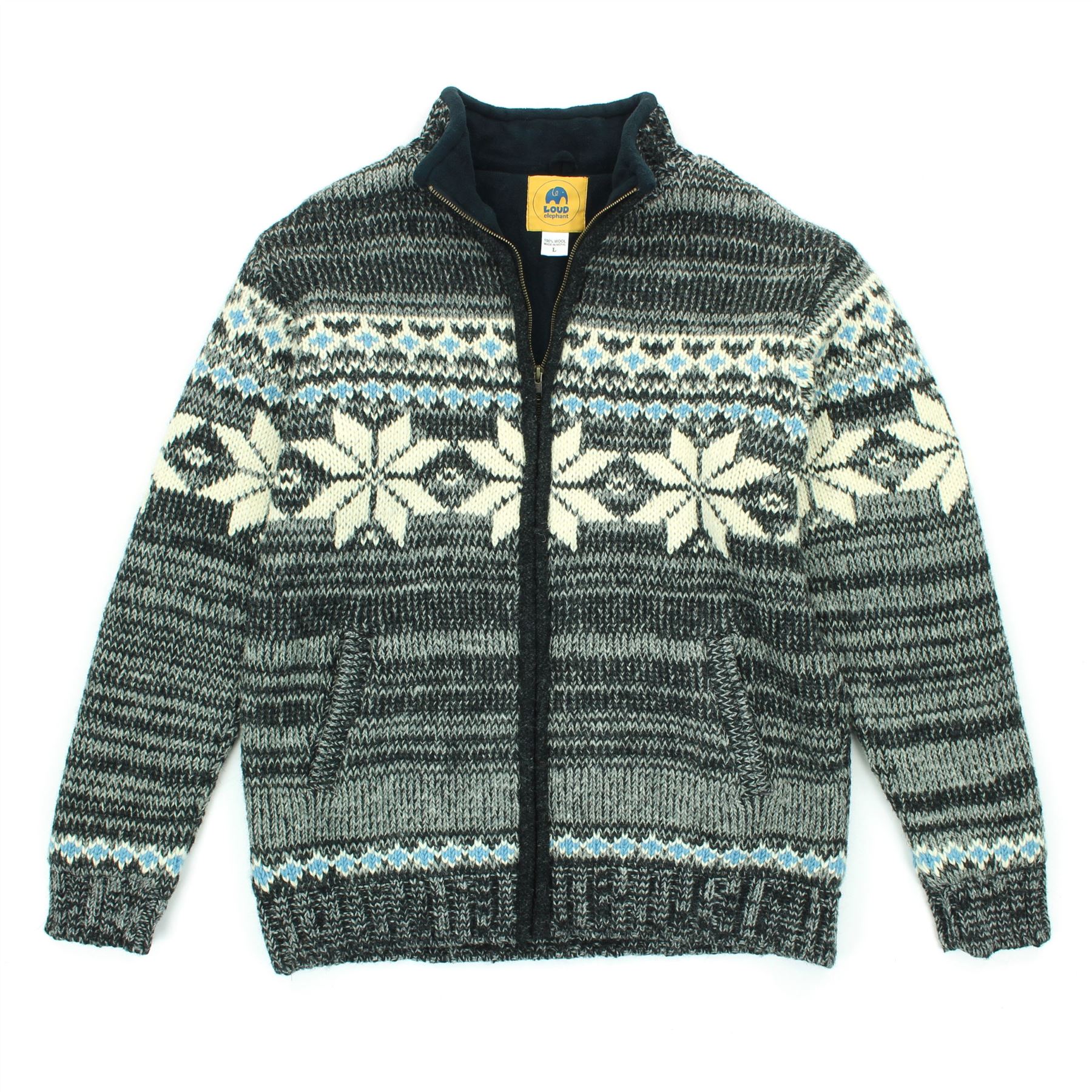 Hand Knitted Wool Jacket Cardigan LoudElephant Nepal Warm Lined Unisex - Picture 67 of 102