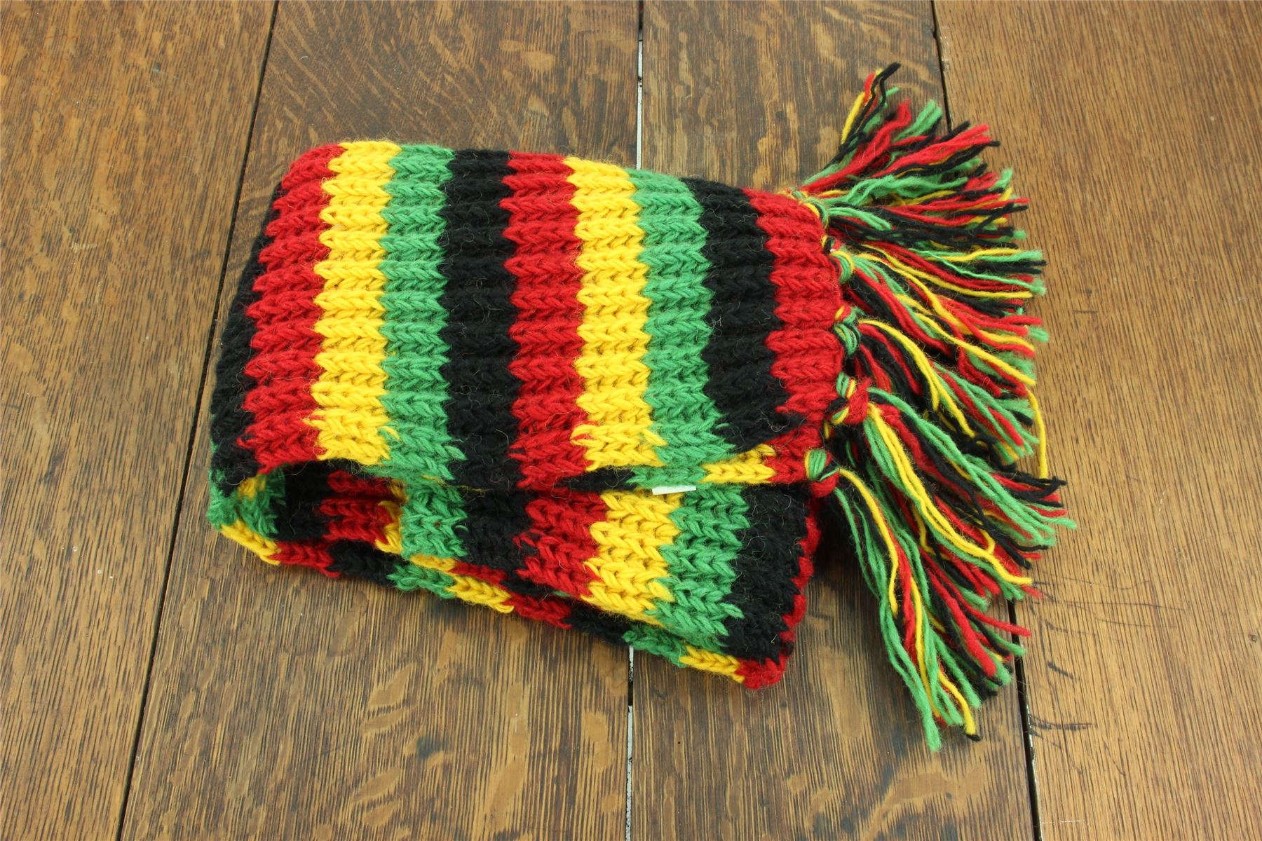 Hand Knitted Wool Scarf Woolly Warm Winter Cosy Stripe Space Dye Rainbow Pattern - Picture 75 of 97