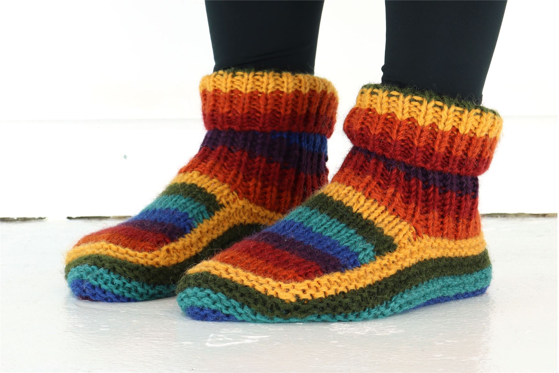 Hand Knitted Wool Slipper Socks Woolly Hand-knitted Warm Cosy Handmade - Picture 32 of 59