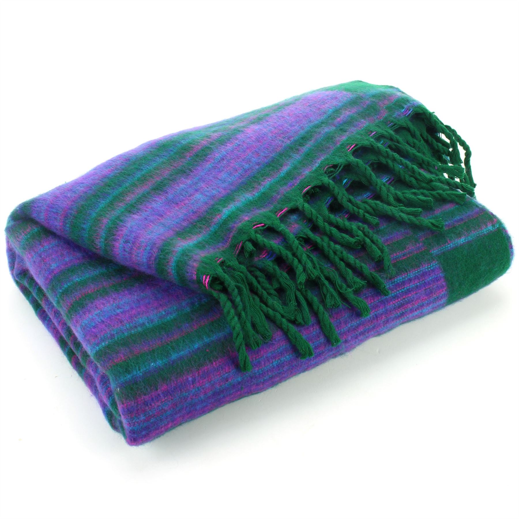 Vegan Wool Shawl Blanket Stripe Hill Queen Wrap Throw Boho Meditation Travel - Picture 32 of 50