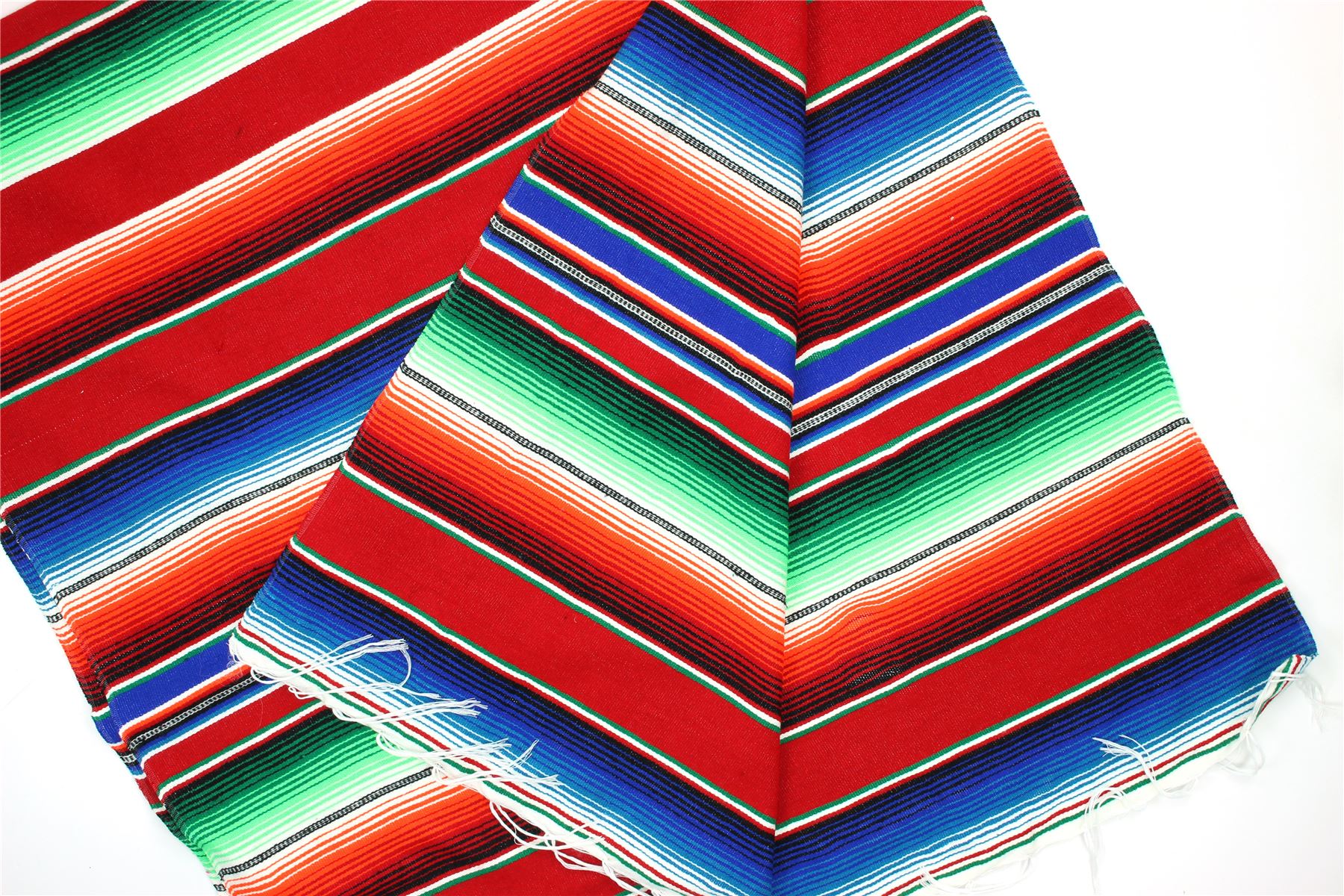Handwoven Mexican Serape Traditional Jorongo Blanket Shawl Cloak Bright Striped - Picture 89 of 105