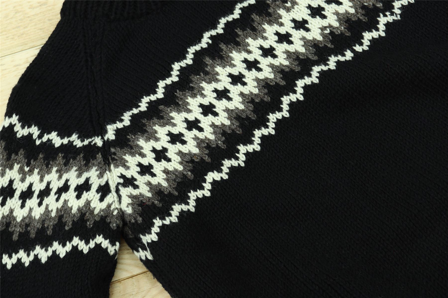 Wool Knit Jumper Sweater Pullover Fairisle Nordic Abstract Warm Nepal Loose - Picture 14 of 81