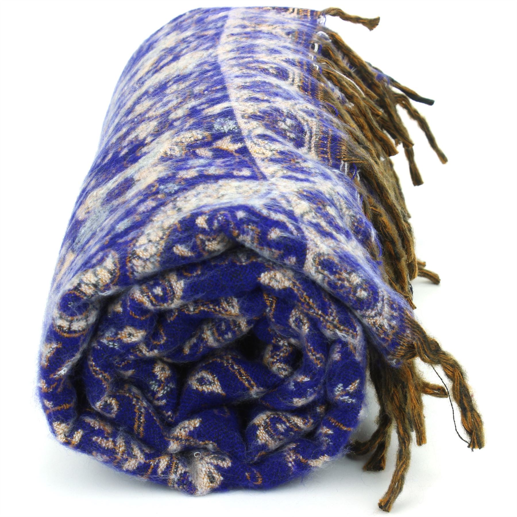 Acrylic Wool Blanket Shawl Wrap Throw Finest Softest India Paisley Travel - Picture 12 of 14