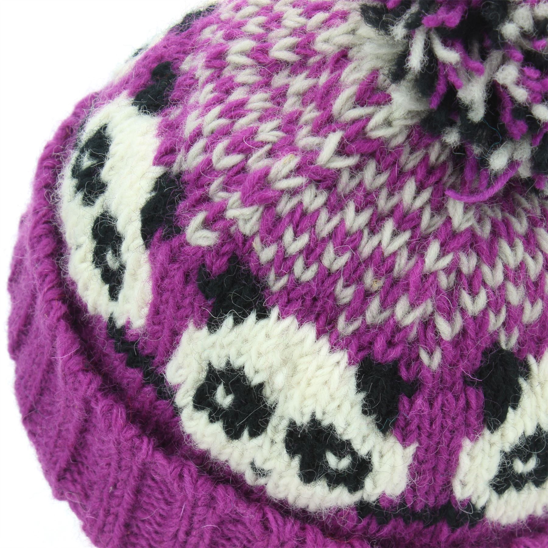 Wool Beanie Hat Bobble Knit Knitted PANDA Lined Men Ladies Warm Winter - Picture 19 of 28