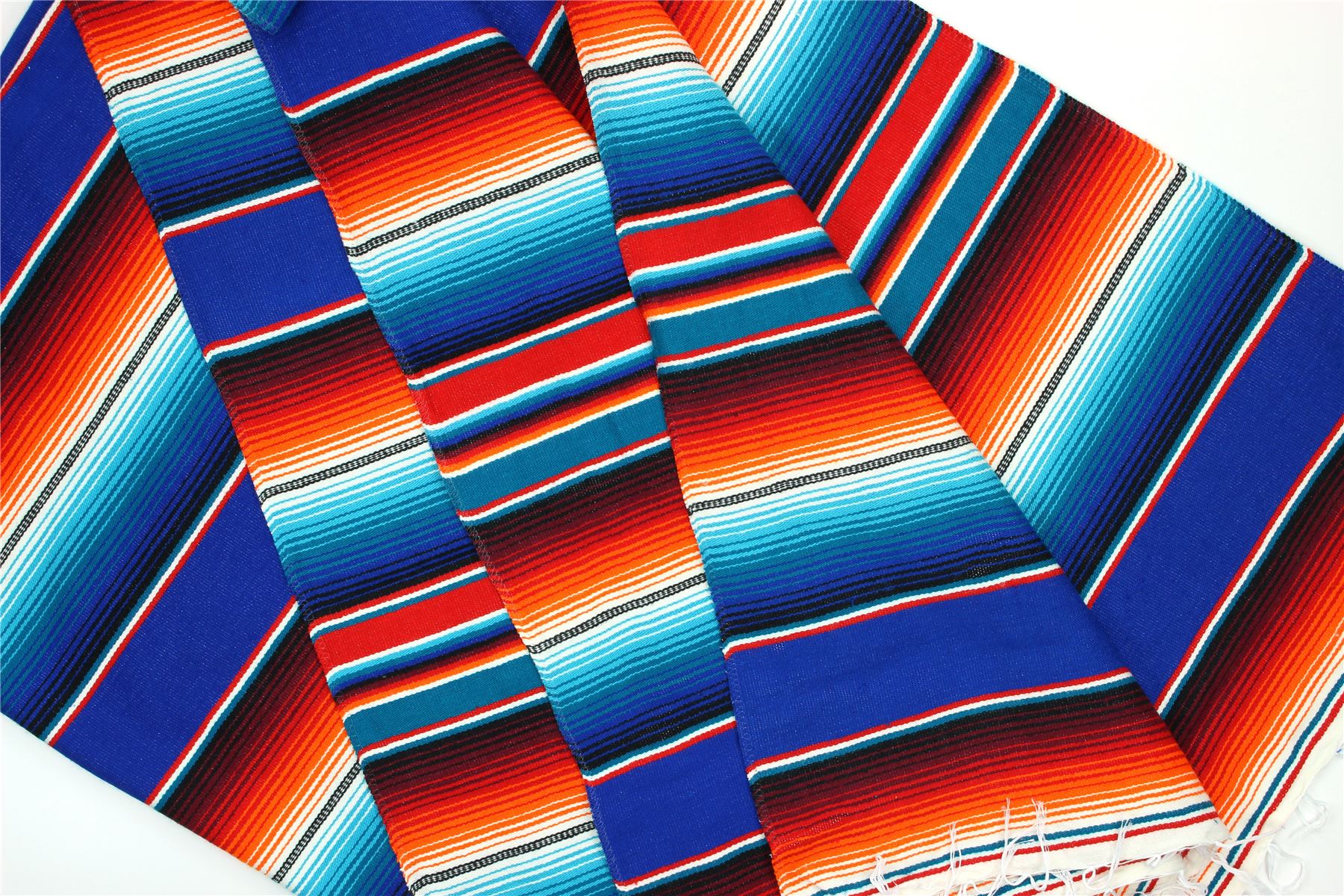 Handwoven Mexican Serape Traditional Jorongo Blanket Shawl Cloak Bright Striped - Picture 12 of 105