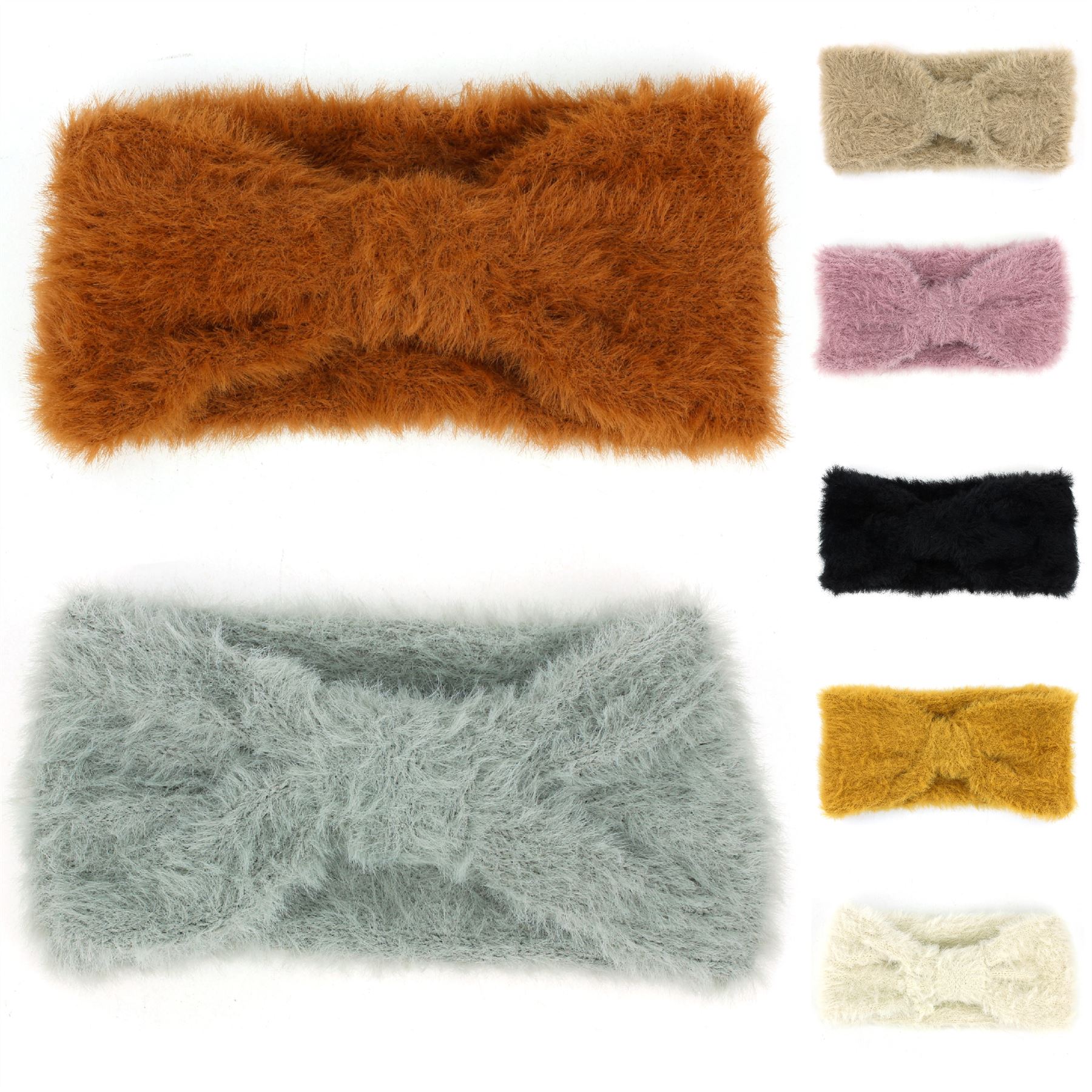 Faux Fur Twisted Bowknot Headband Macahel Hairband Womens Hair Hat Ski