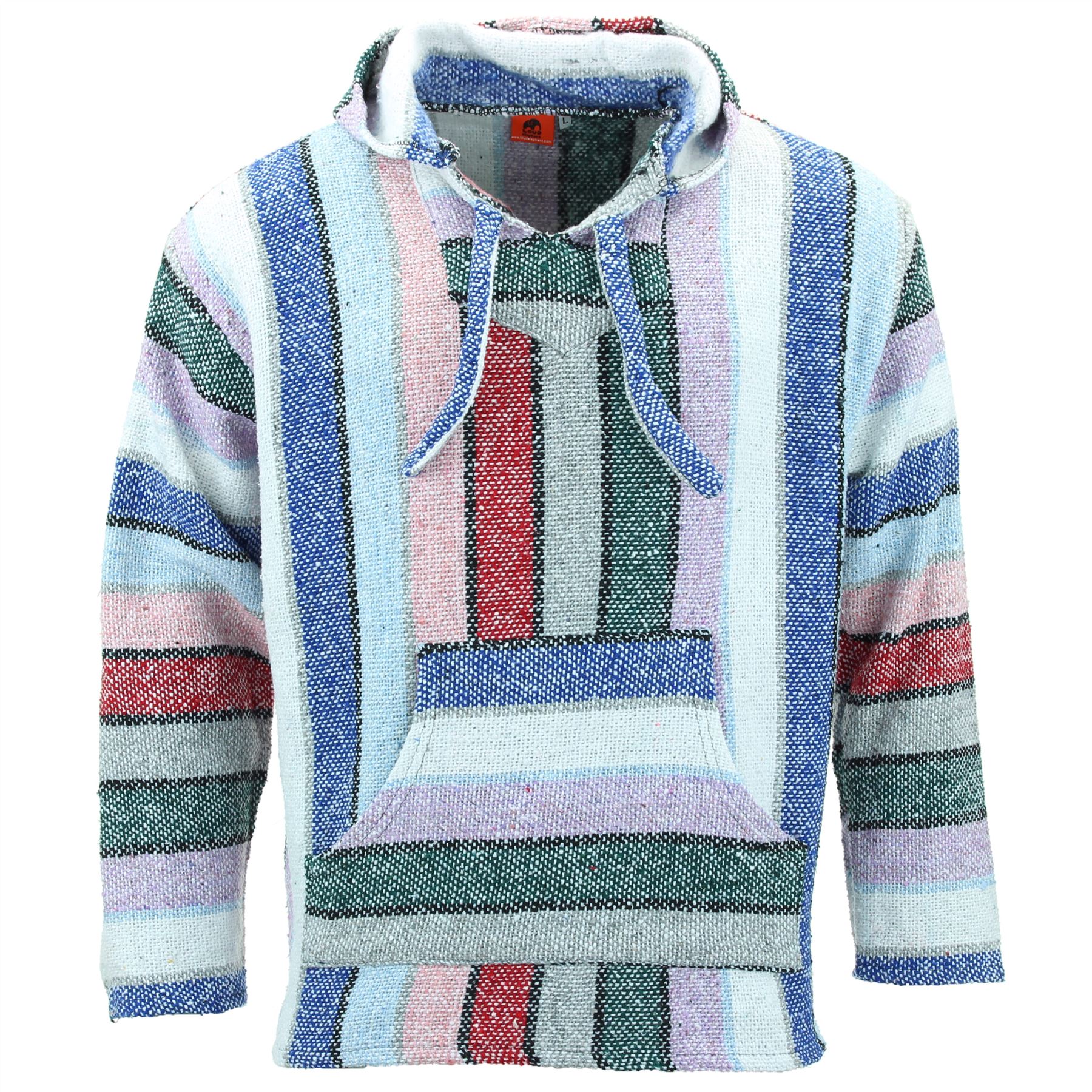 Recycled Mexican Baja Jerga Hoody Sweatshirt Jacket Hooded Warm Hippy Plus Size - Picture 127 of 189