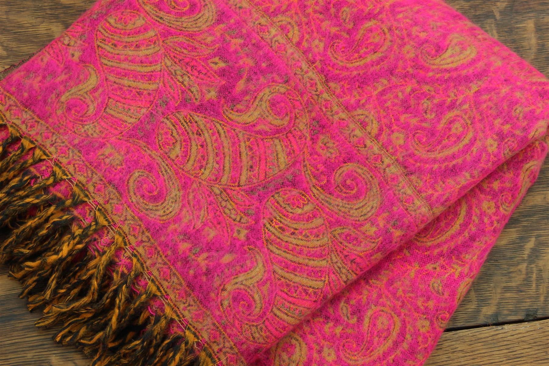 Acrylic Wool Blanket Shawl Wrap Throw Finest Softest India Paisley Travel - Picture 5 of 14