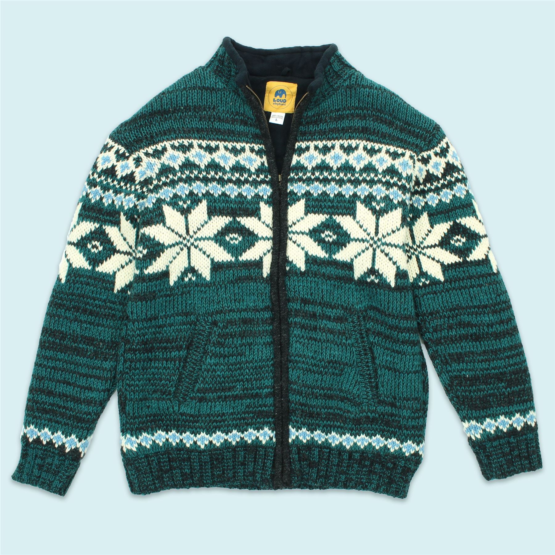 Hand Knitted Wool Jacket Cardigan LoudElephant Nepal Warm Lined Unisex - Picture 76 of 102