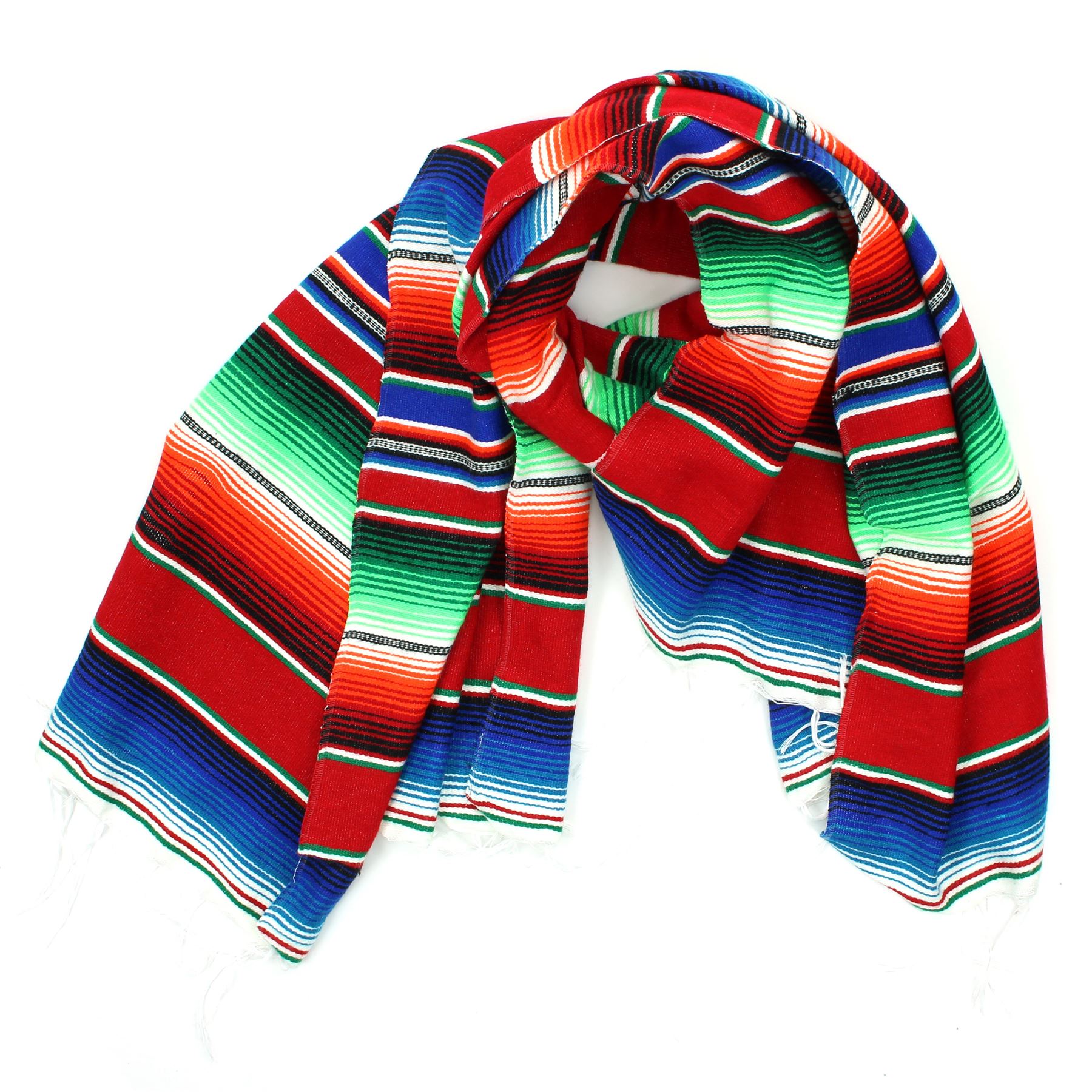 Handwoven Mexican Serape Traditional Jorongo Blanket Shawl Cloak Bright Striped - Picture 87 of 105