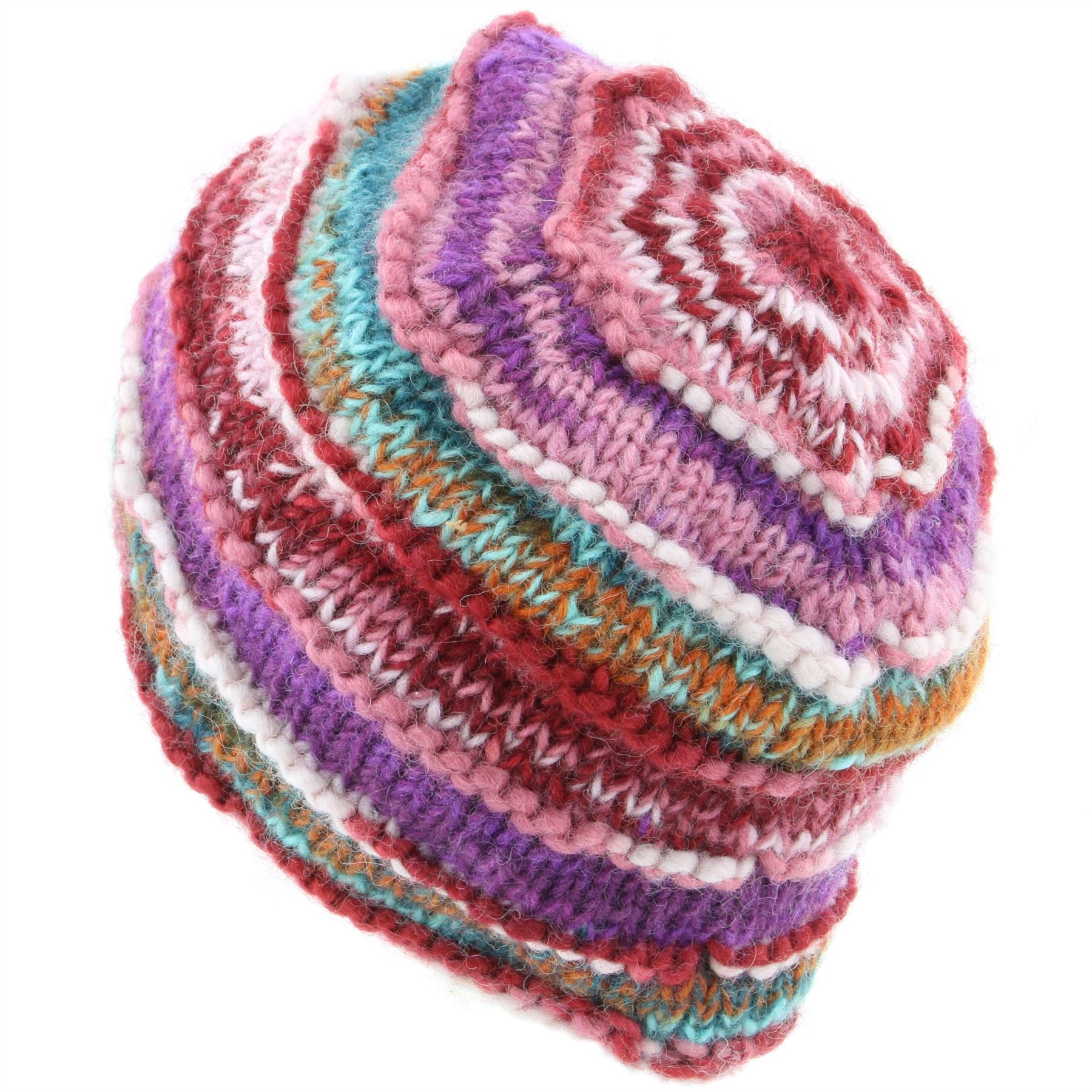 Wool Knit Beanie Hat Handmade Men Ladies Warm Winter Space Dye Ribbed - Picture 35 of 65