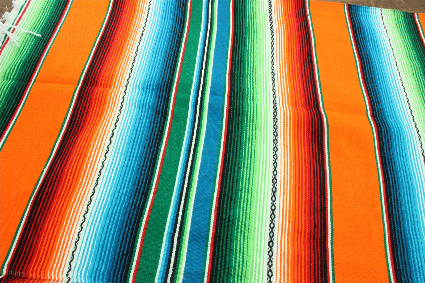 Handwoven Mexican Serape Traditional Jorongo Blanket Shawl Cloak Bright Striped - Picture 32 of 105