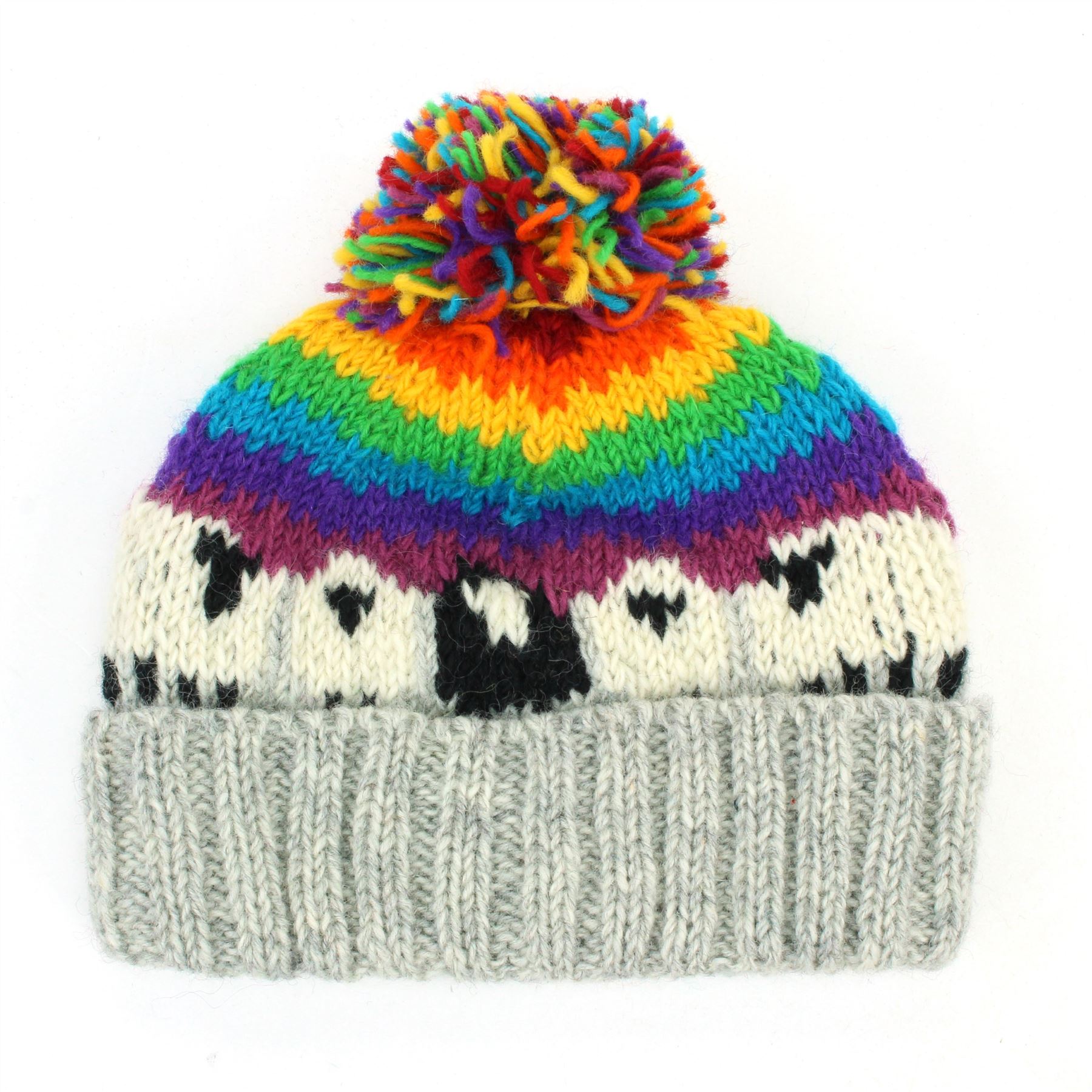 Moutons Black Hat Beanie Bobble POM Chaud Hiver vert laine tricot chunky Linned Moutons Black Hat Beanie Bobble POM Chaud Hiver vert laine tricot chunky Linned