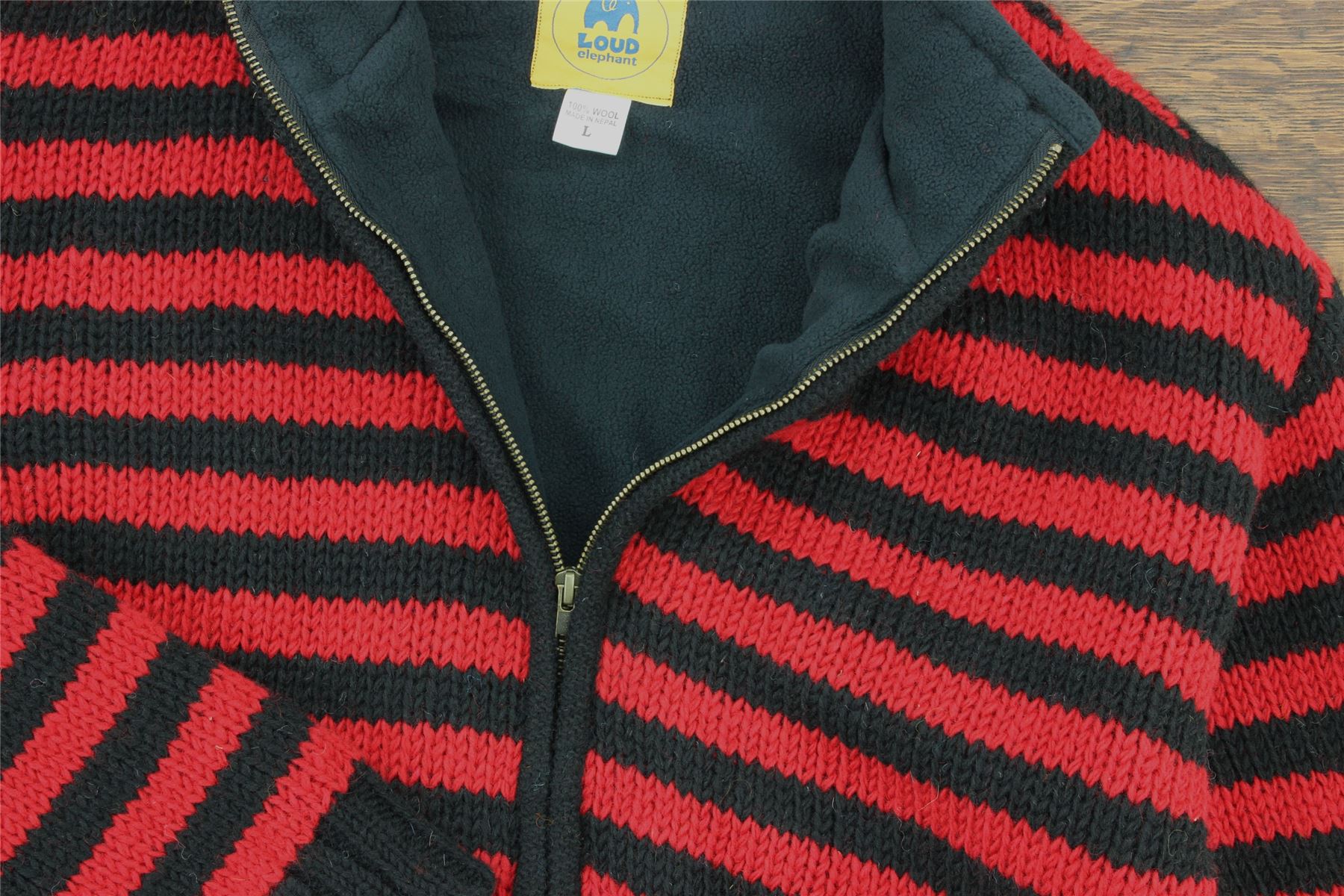 Hand Knitted Wool Jacket Cardigan LoudElephant Nepal Warm Lined Unisex - Picture 53 of 102