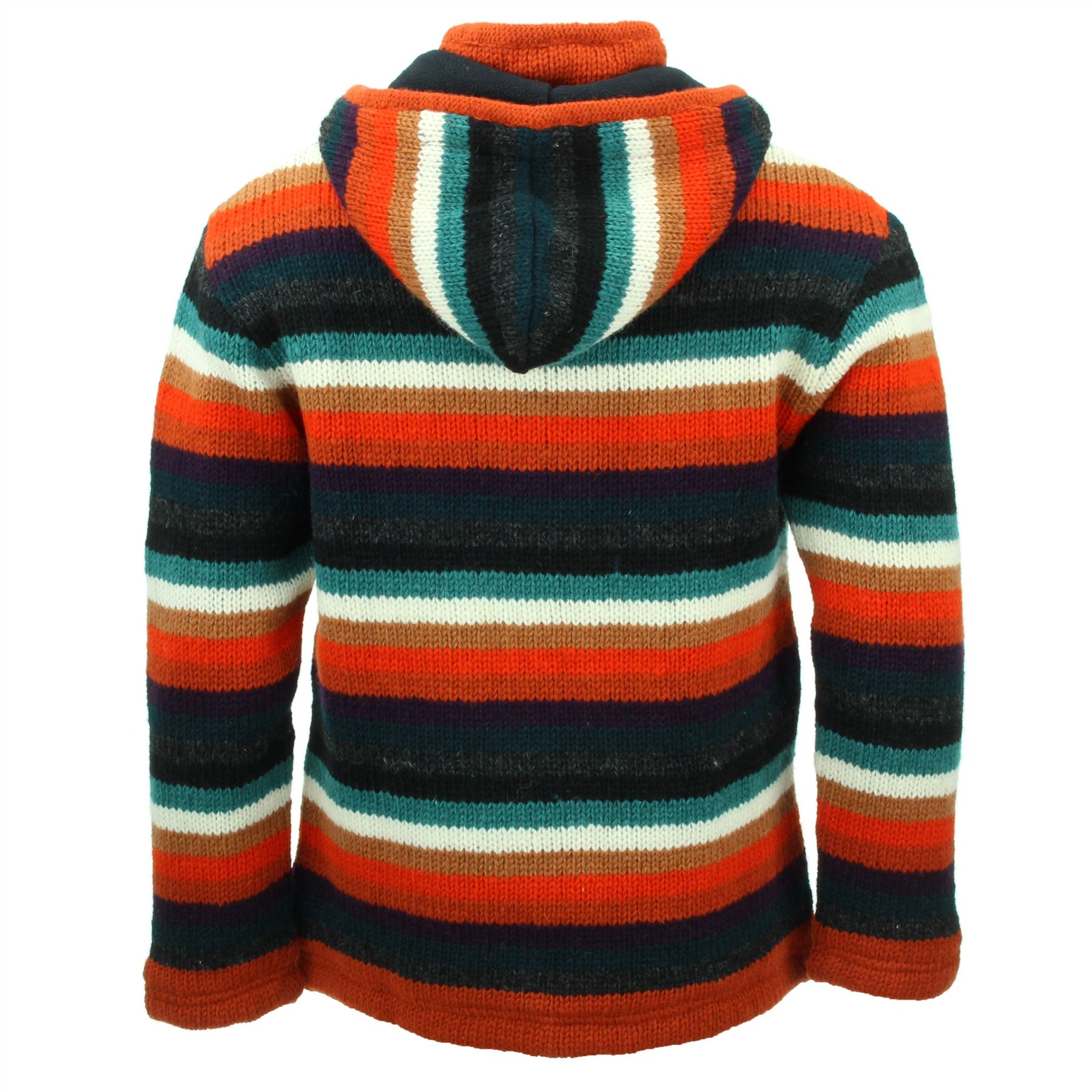 Handgestrickte Wolle Kapuzenjacke Cardigan Hoodie Nepal warm gefüttert Hippie Reißverschluss - Bild 44 von 102