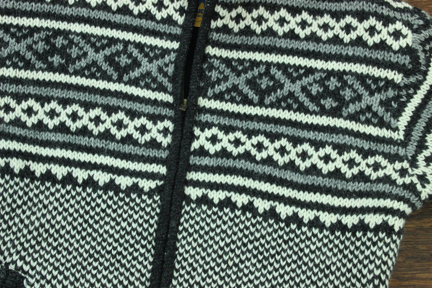 Hand Knitted Wool Jacket Cardigan LoudElephant Nepal Warm Lined Unisex - Picture 47 of 102