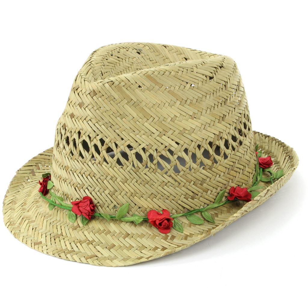 ladies straw trilby hat
