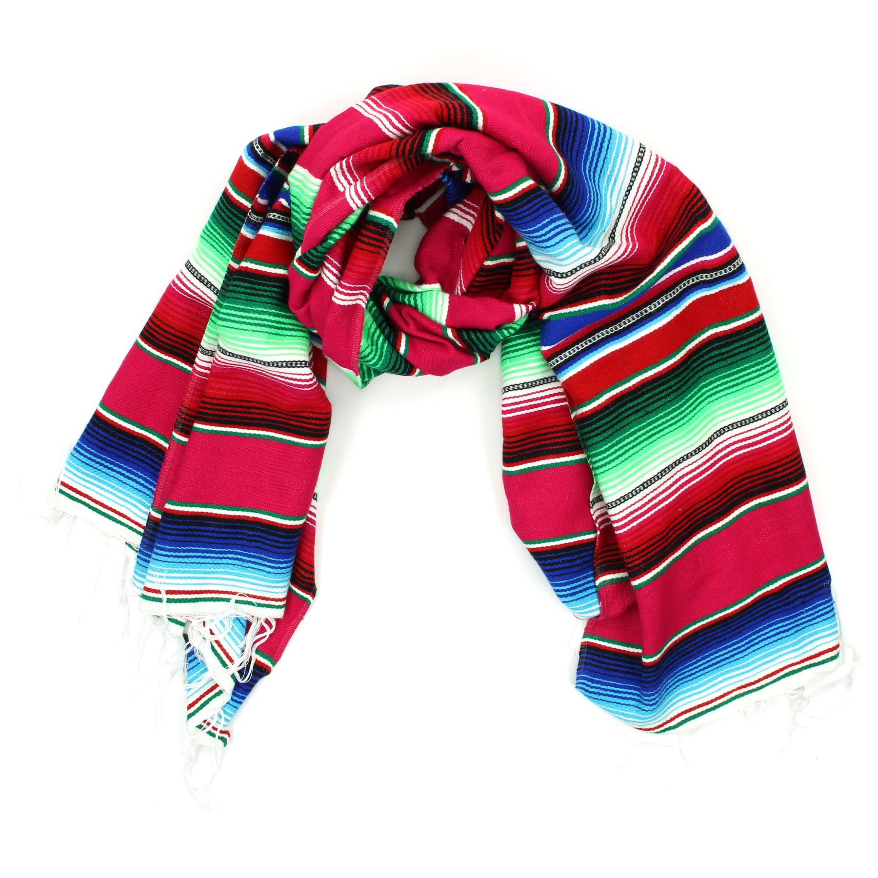 Handwoven Mexican Serape Traditional Jorongo Blanket Shawl Cloak Bright Striped - Picture 76 of 105