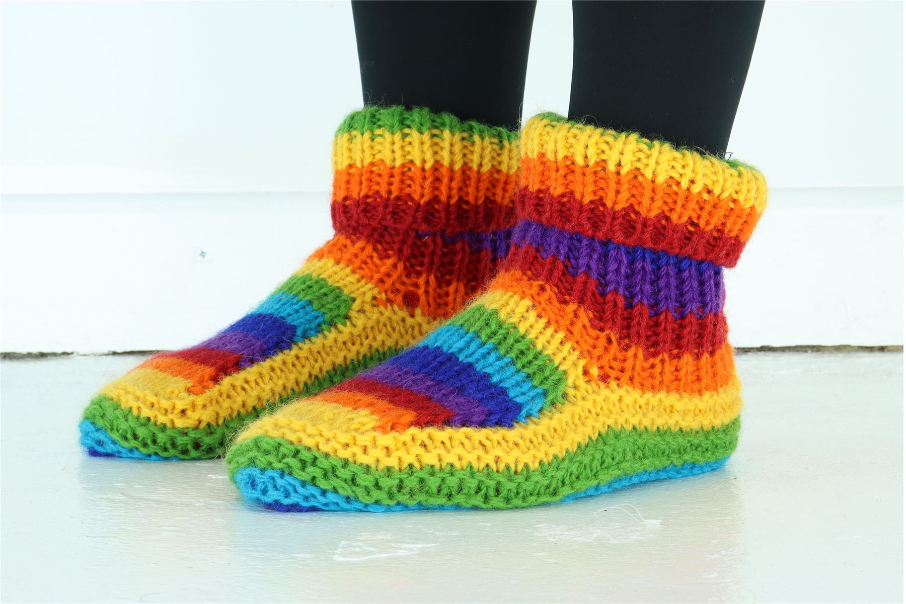 Hand Knitted Wool Slipper Socks Woolly Hand-knitted Warm Cosy Handmade - Picture 31 of 59