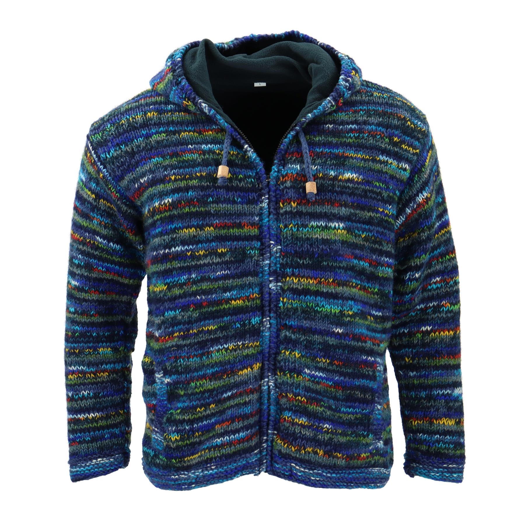 Handgestrickt Wolle Jacke mit Kapuze Strickjacke Kapuzenpullover Nepal - Bild 78 von 83