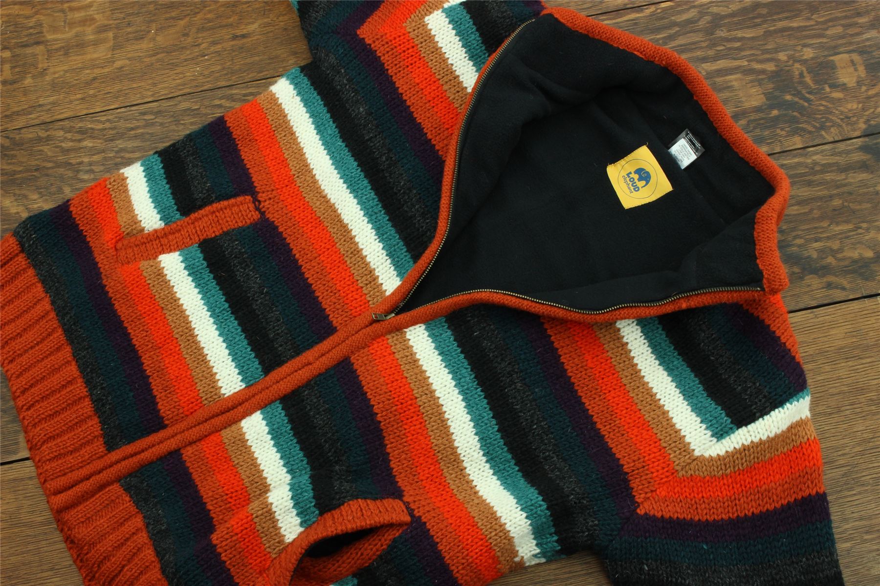 Hand Knitted Wool Jacket Cardigan LoudElephant Nepal Warm Lined Unisex - Picture 40 of 102