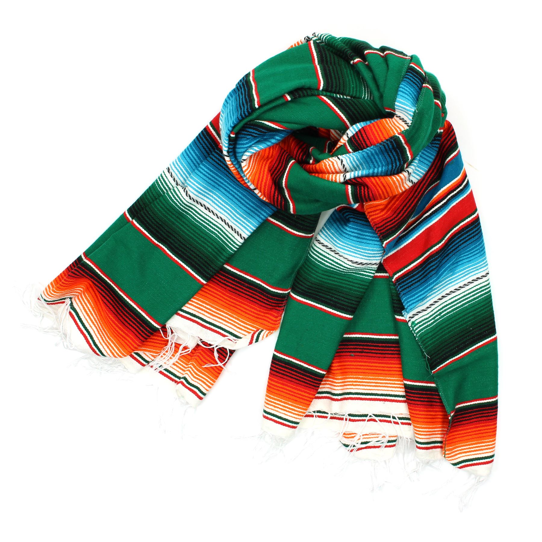 Handwoven Mexican Serape Traditional Jorongo Blanket Shawl Cloak Bright Striped - Picture 18 of 105