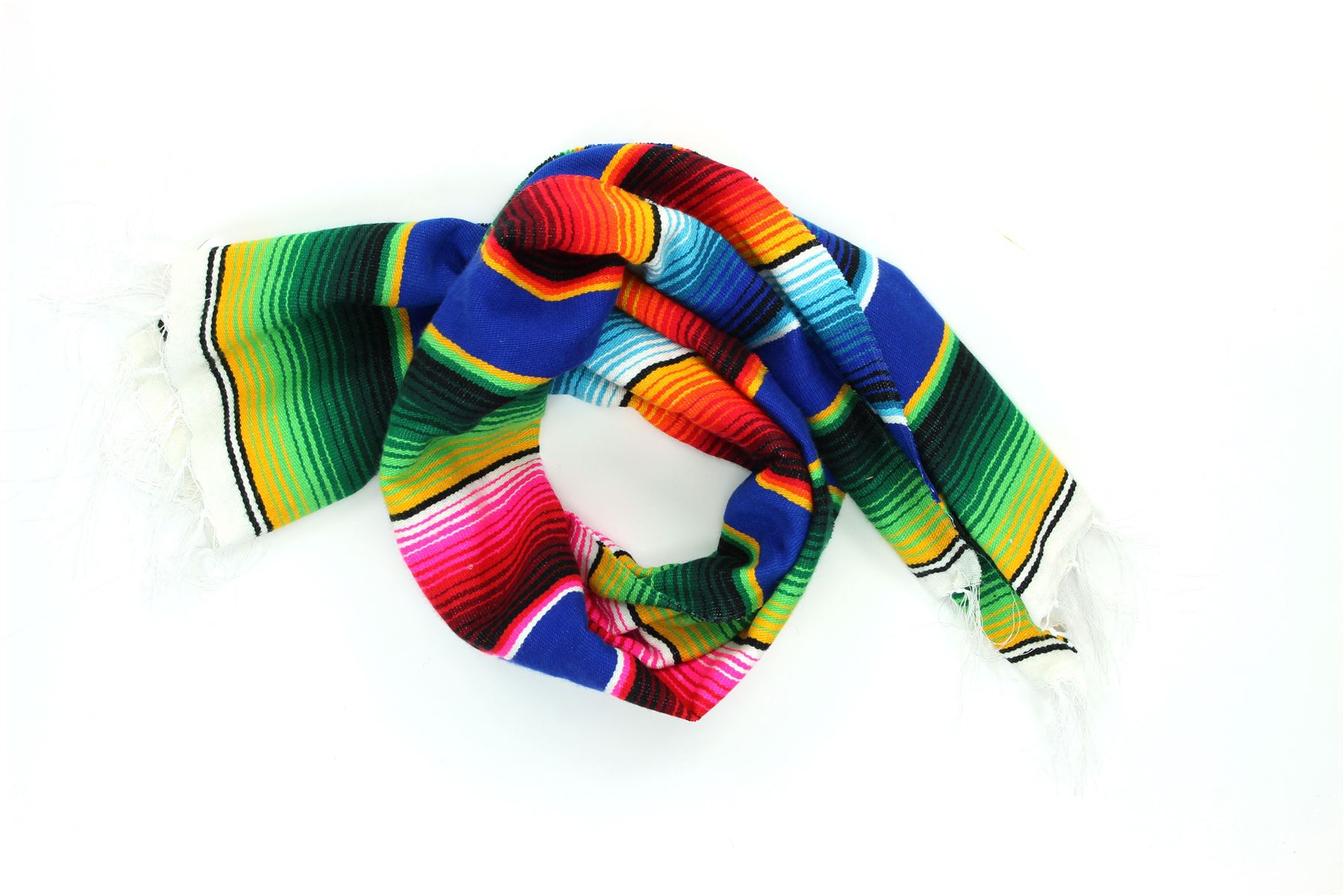 Handwoven Mexican Serape Traditional Jorongo Blanket Shawl Cloak Bright Striped - Picture 104 of 105