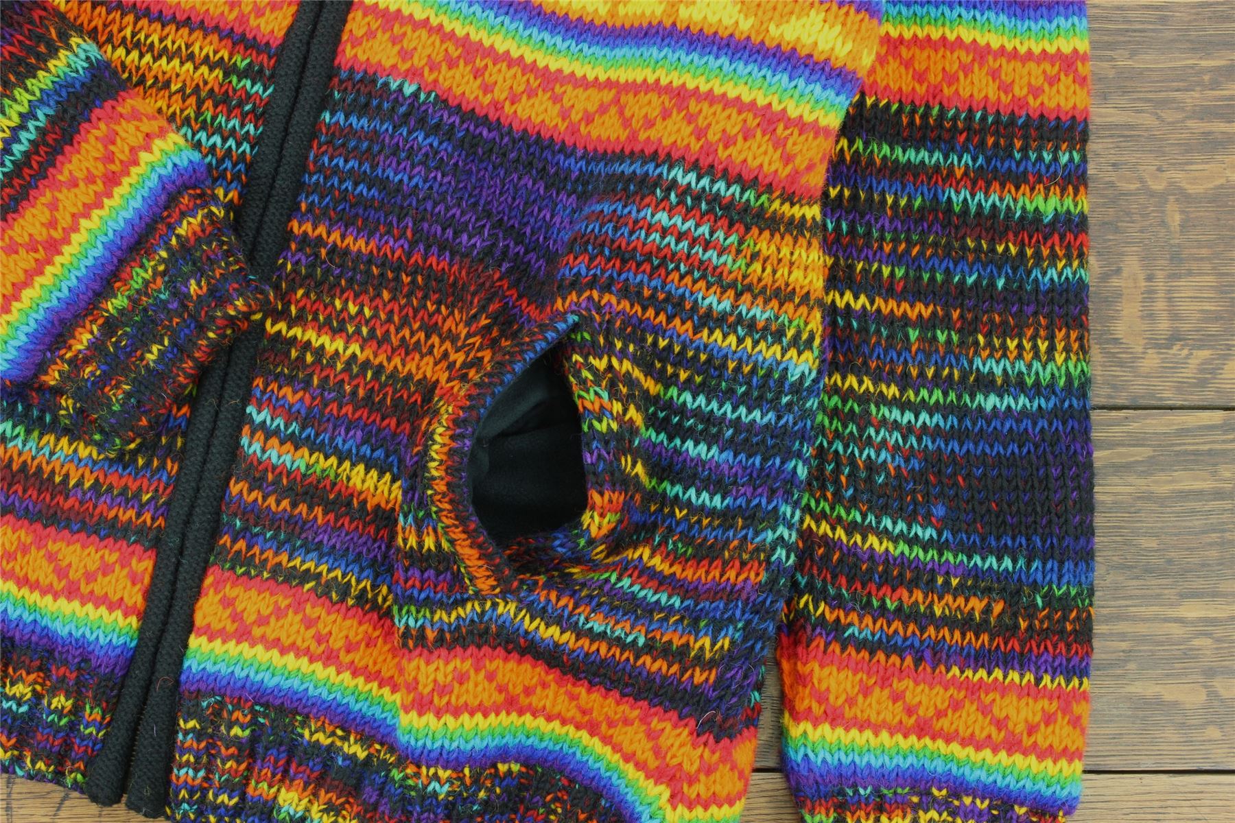 Hand Knitted Wool Jacket Cardigan LoudElephant Nepal Warm Lined Unisex - Picture 60 of 102