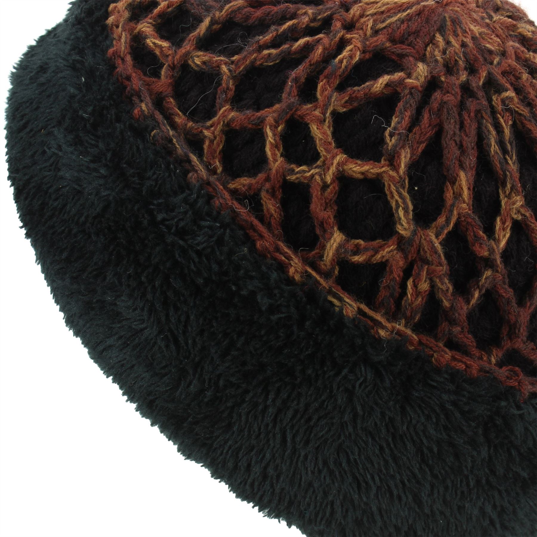 Beanie Hat Cap Warm Winter Lattice Flower Soft Lined LoudElephant Acrylic Knit - Picture 9 of 17