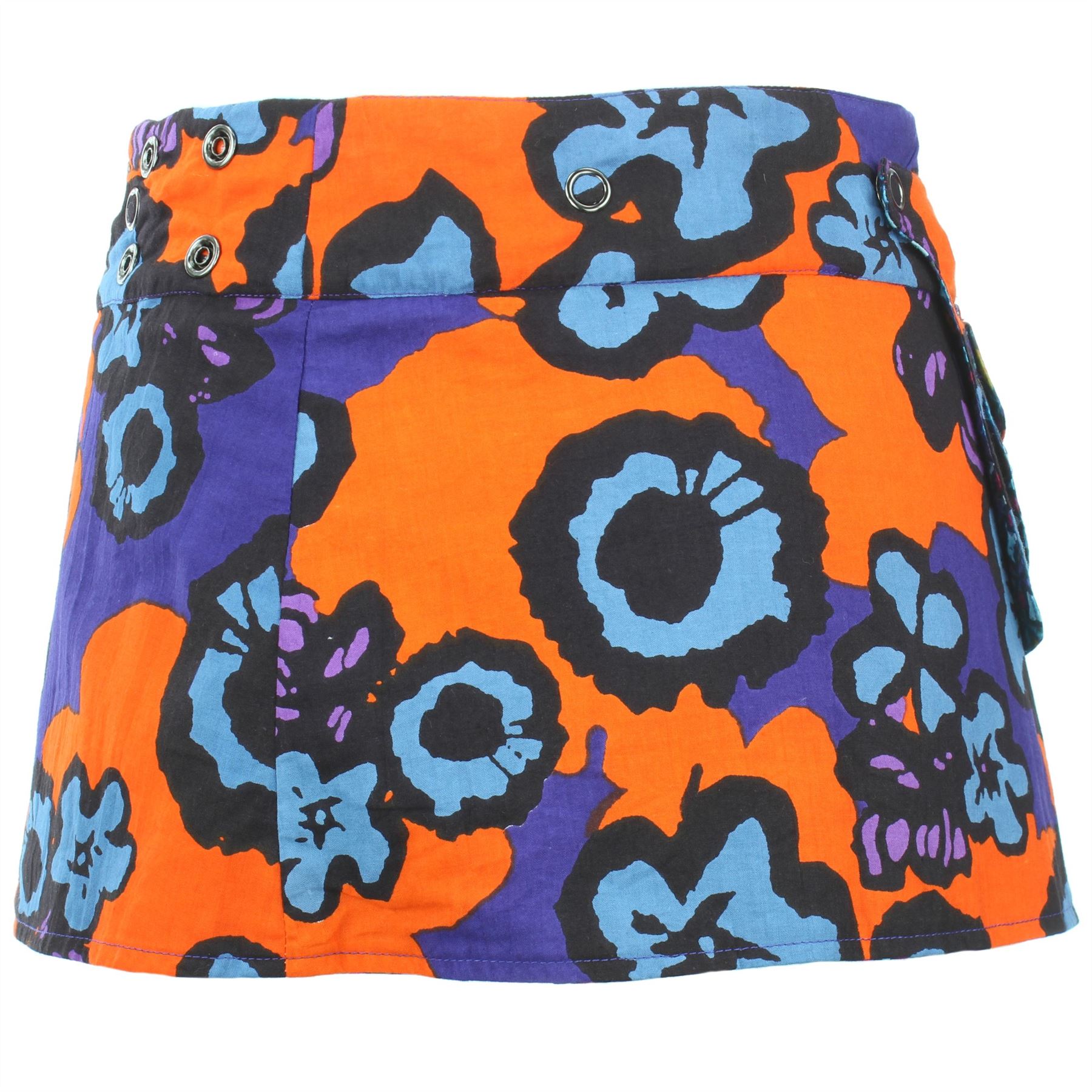 Hippie Bohemian Short Popper Childrens Skirt Boho Pocket Wrap Reversible Stud - Picture 22 of 56