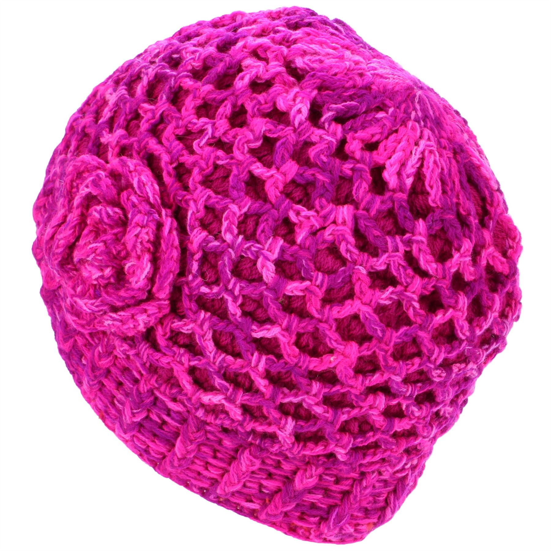 Beanie Hat Cap Warm Winter Lattice Flower Soft Lined LoudElephant Acrylic Knit - Picture 11 of 17
