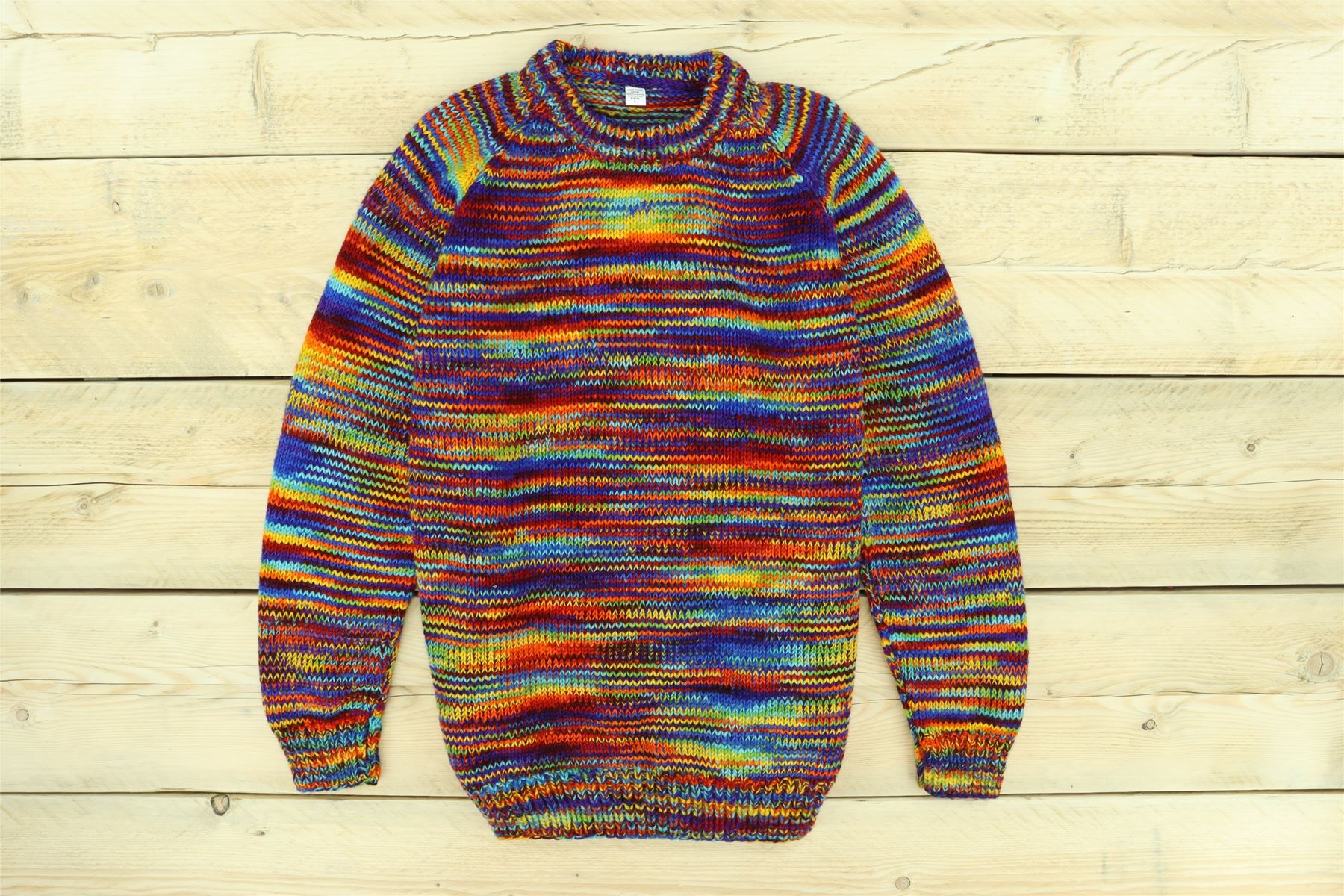 Wool Knit Jumper Sweater Pullover Fairisle Nordic Abstract Warm Nepal Loose - Picture 57 of 81