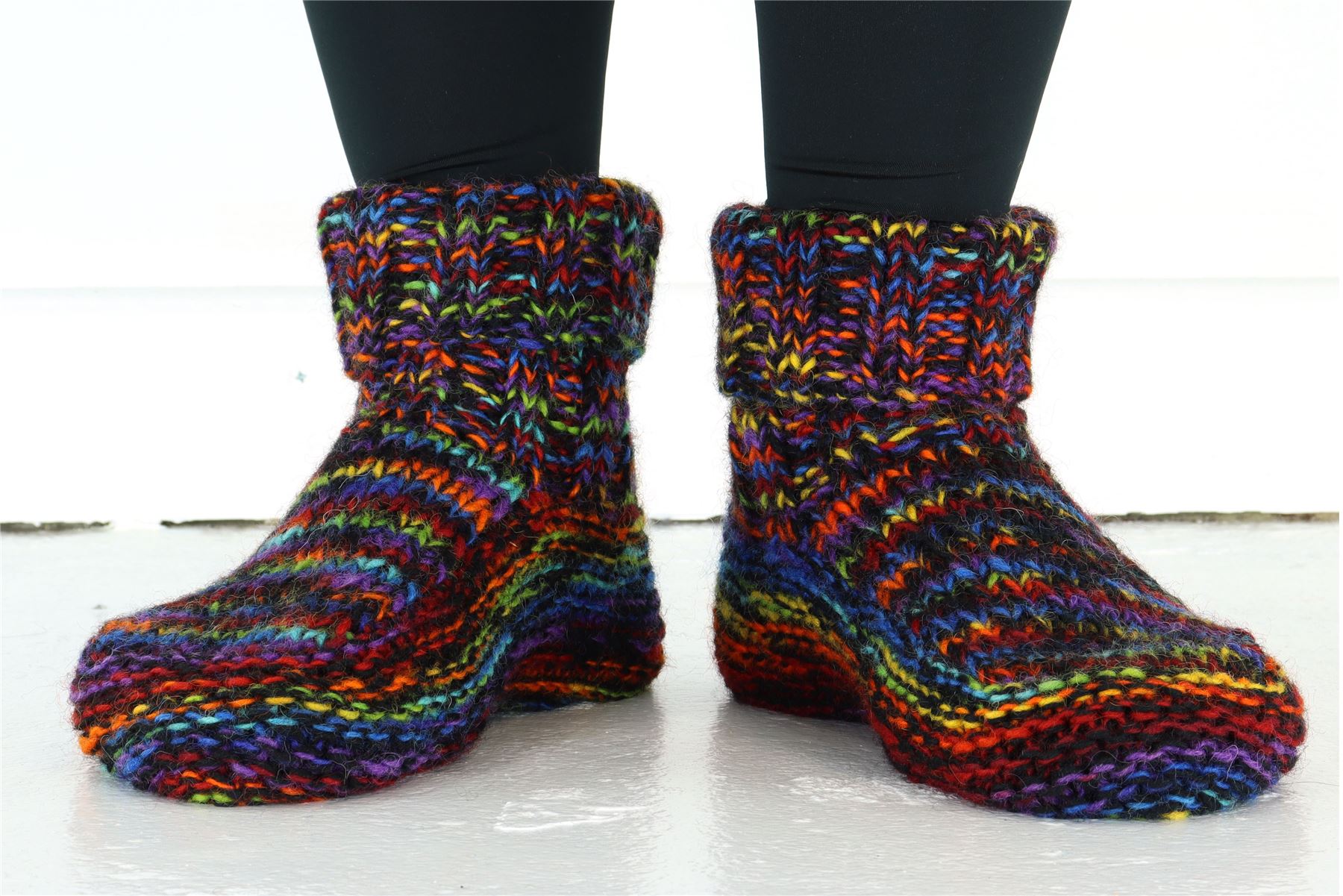 Hand Knitted Wool Slipper Socks Woolly Hand-knitted Warm Cosy Handmade - Picture 7 of 59