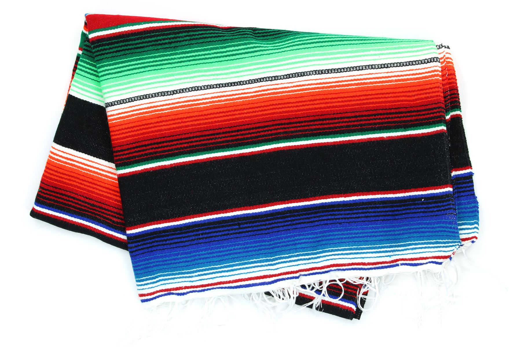 Handwoven Mexican Serape Traditional Jorongo Blanket Shawl Cloak Bright Striped - Picture 46 of 105