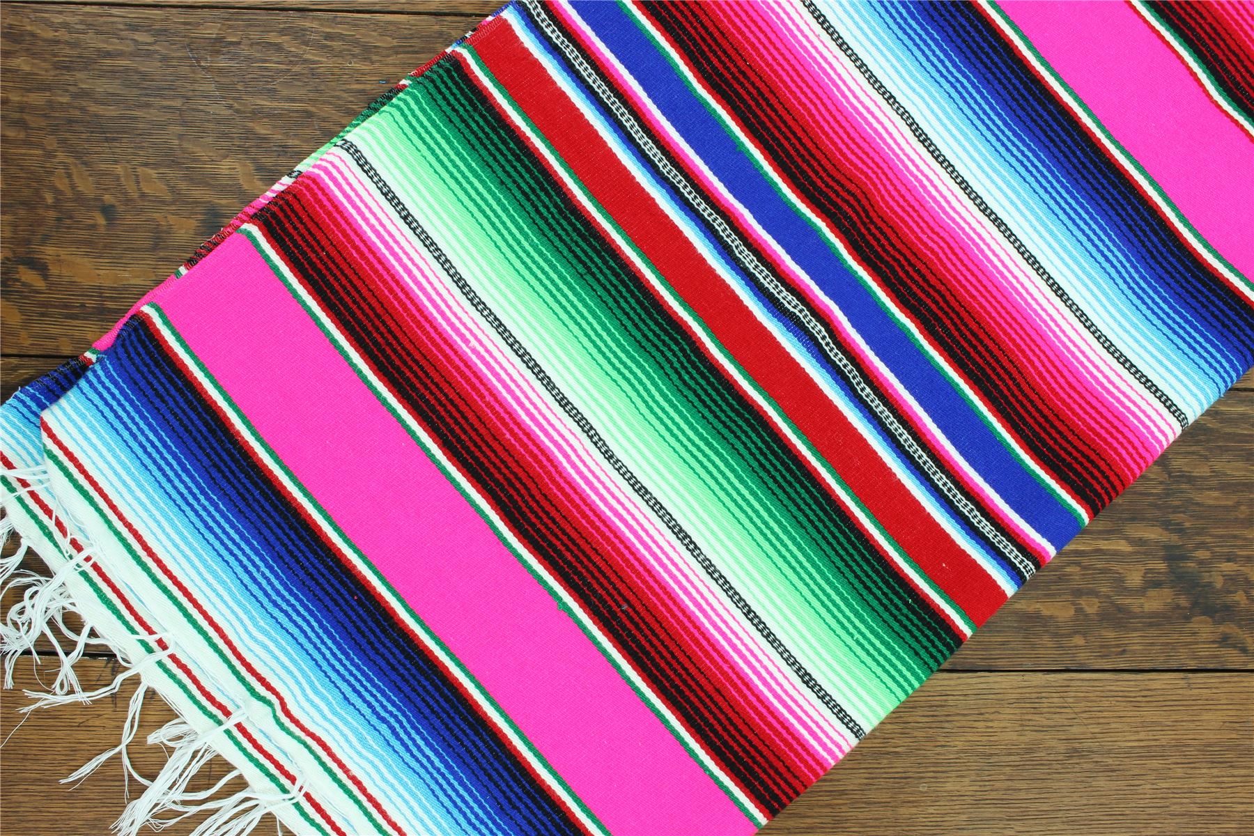Handwoven Mexican Serape Traditional Jorongo Blanket Shawl Cloak Bright Striped - Picture 61 of 105